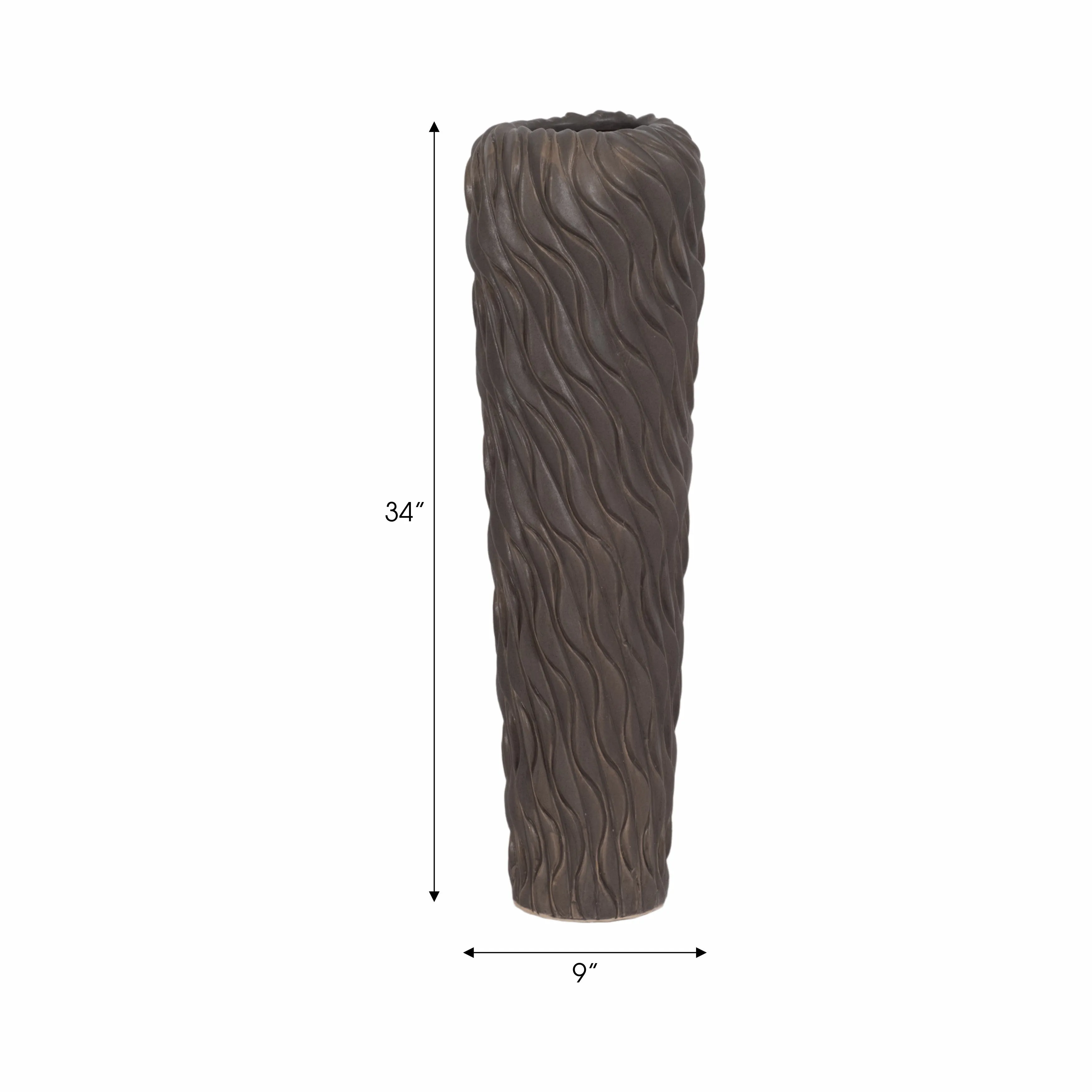 34" Devone Large Ceramic Brown Floor Vase