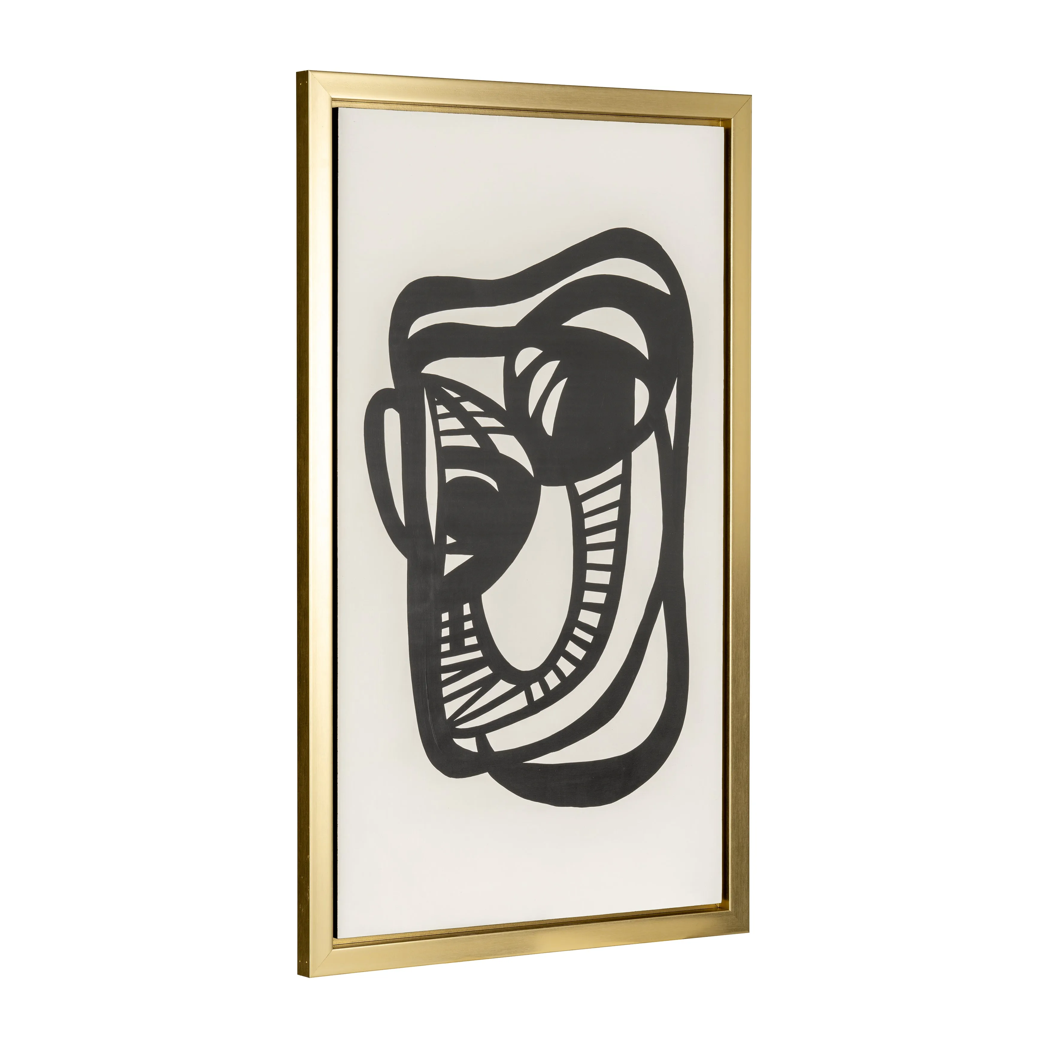 35X59, HAND PAINTED GOLD FRAME GEOMETRIC FACE, BLK