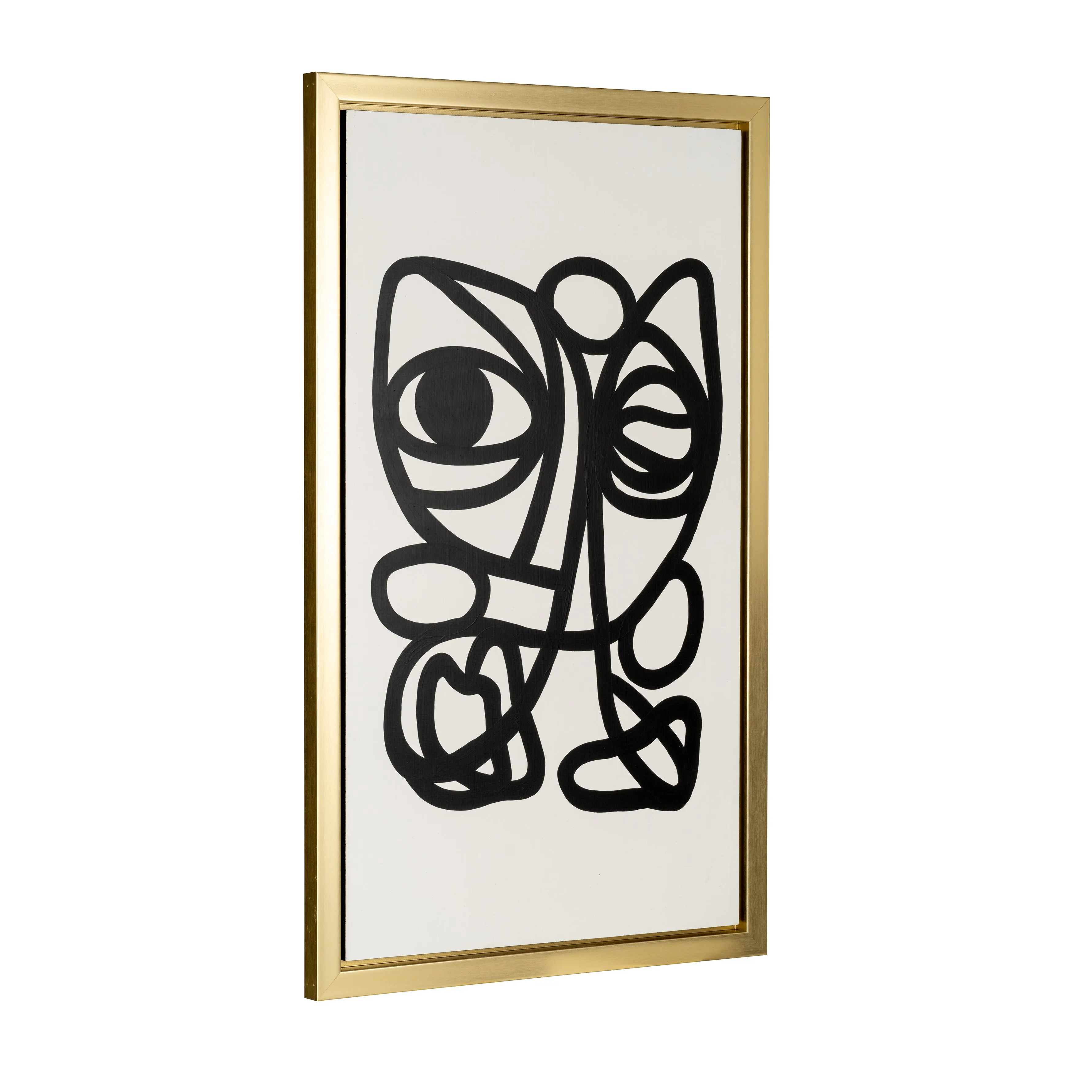 35X59, HAND PAINTED GOLD FRAME GEOMETRIC FACE, BLK