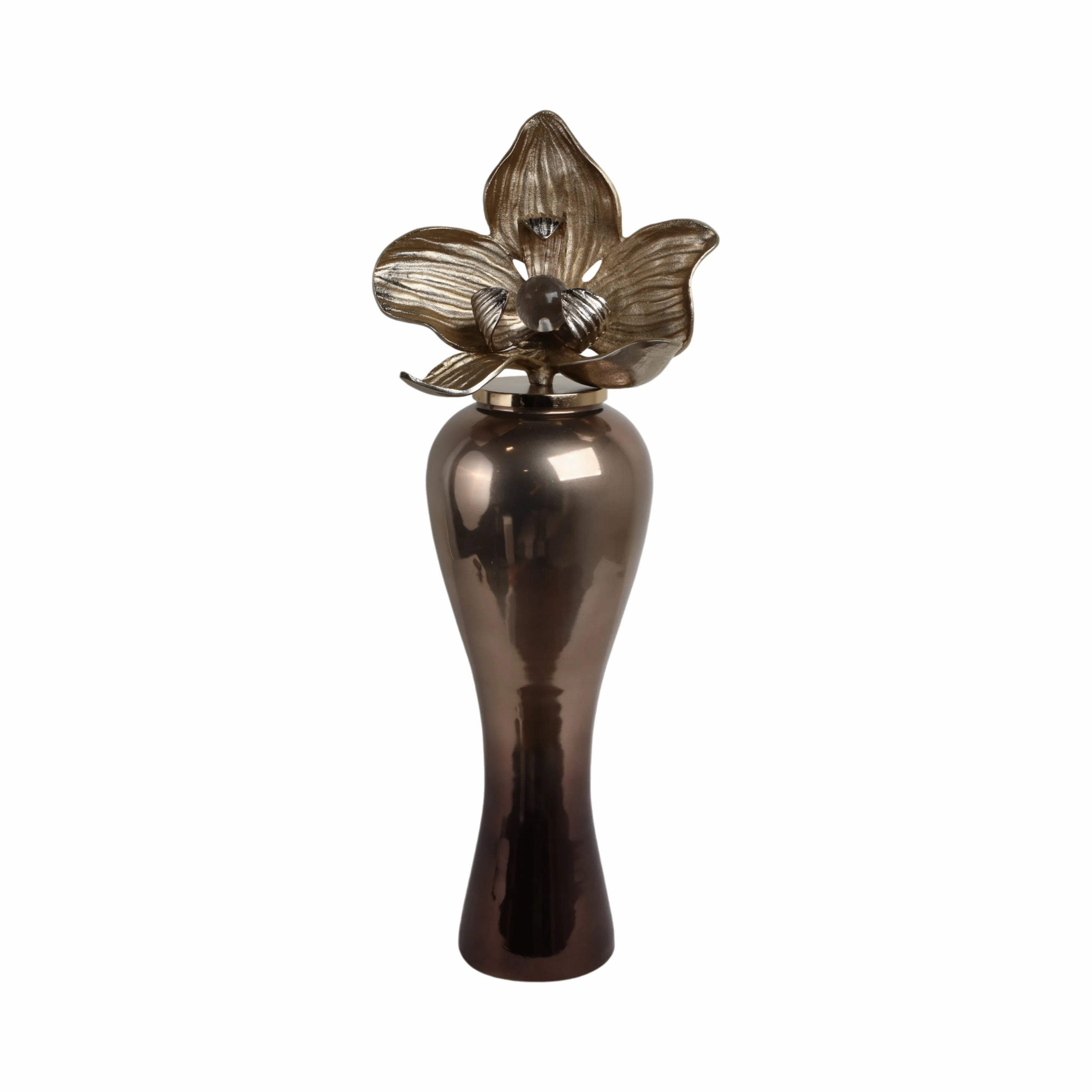 37"quincy Small Oversized Vase W/metal Flwer Toppr