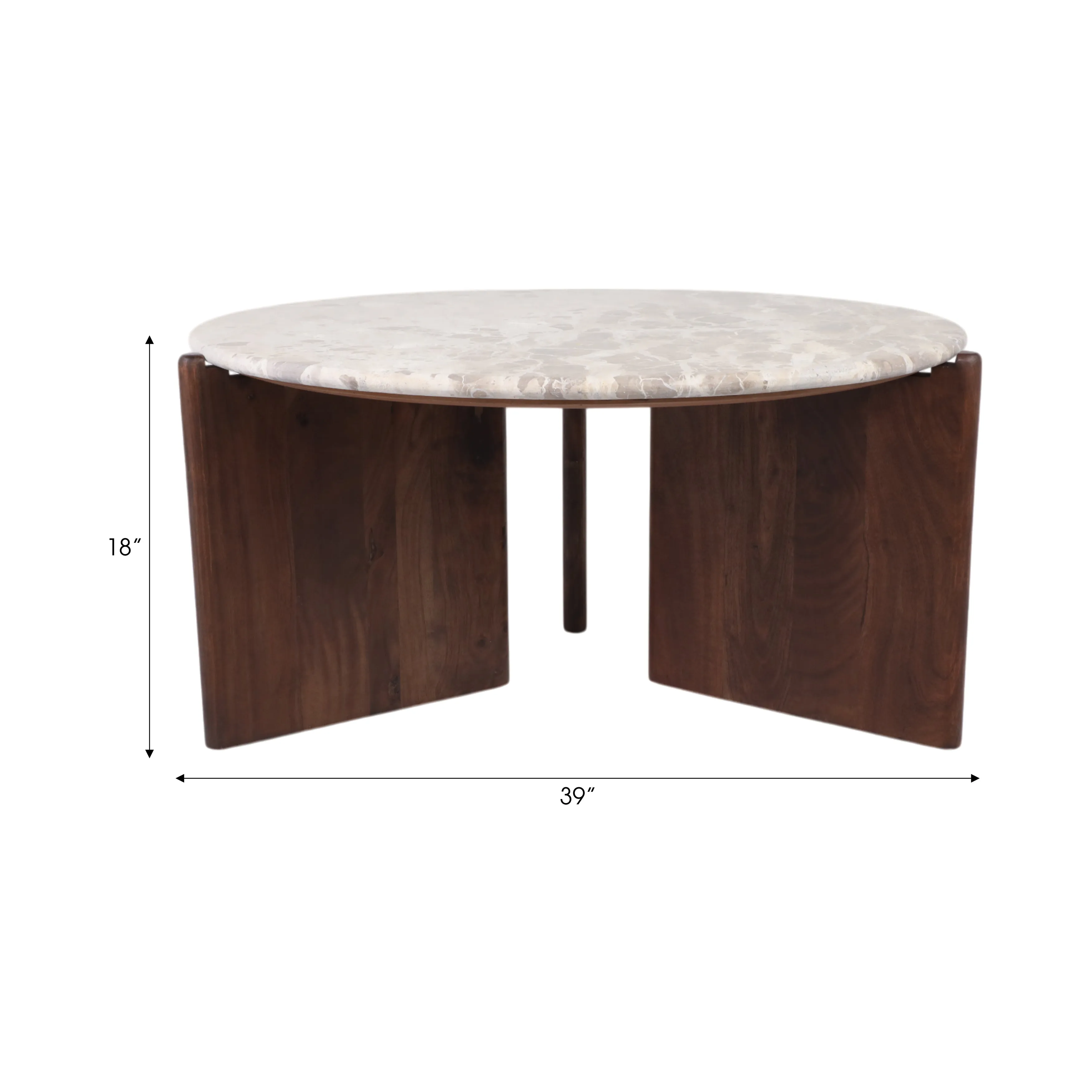39" Somerset Marble And Wood Coffee Table, Multi