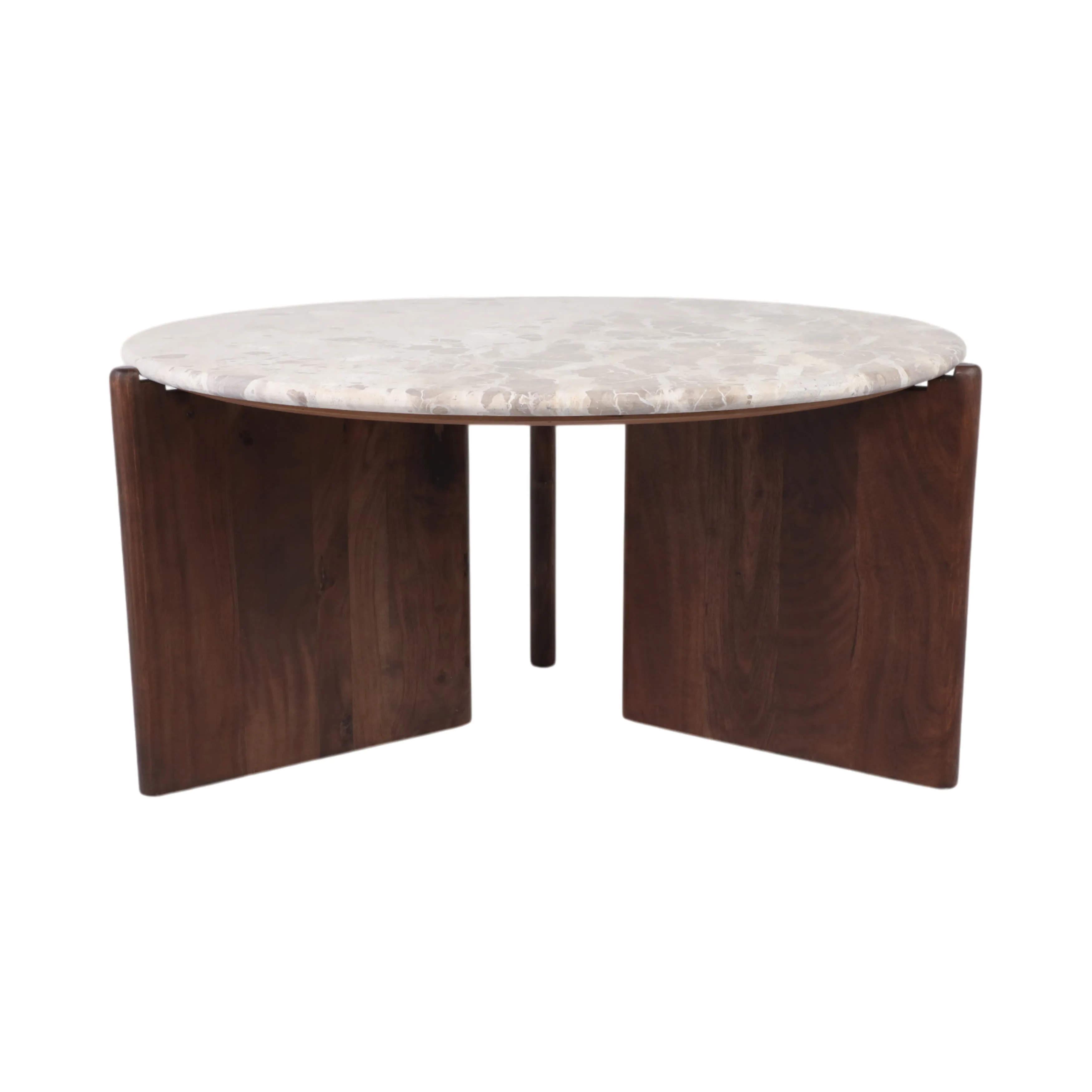 39" Somerset Marble And Wood Coffee Table, Multi