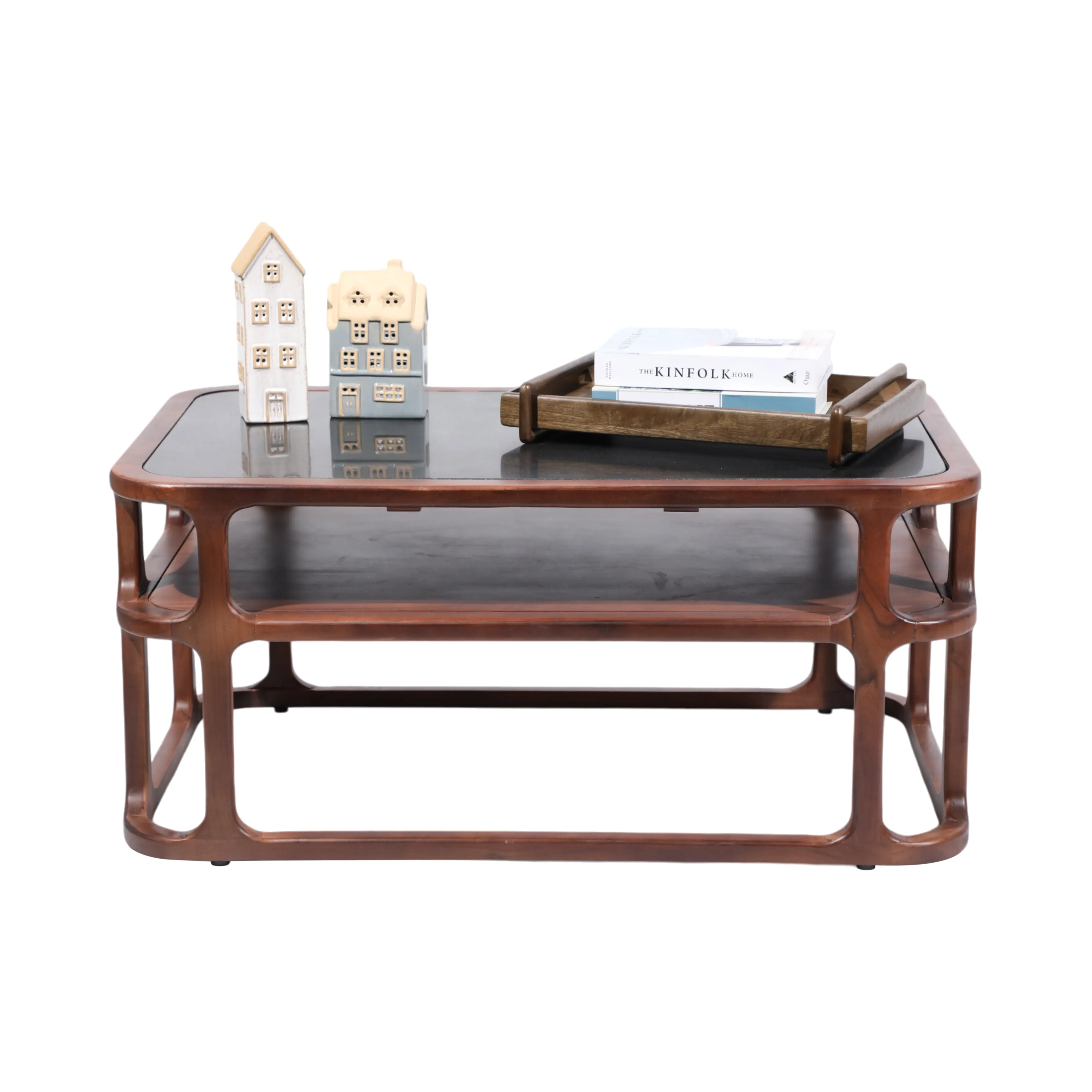 40" Stefan Wood And Marble Coffee Table, Brwn/blk