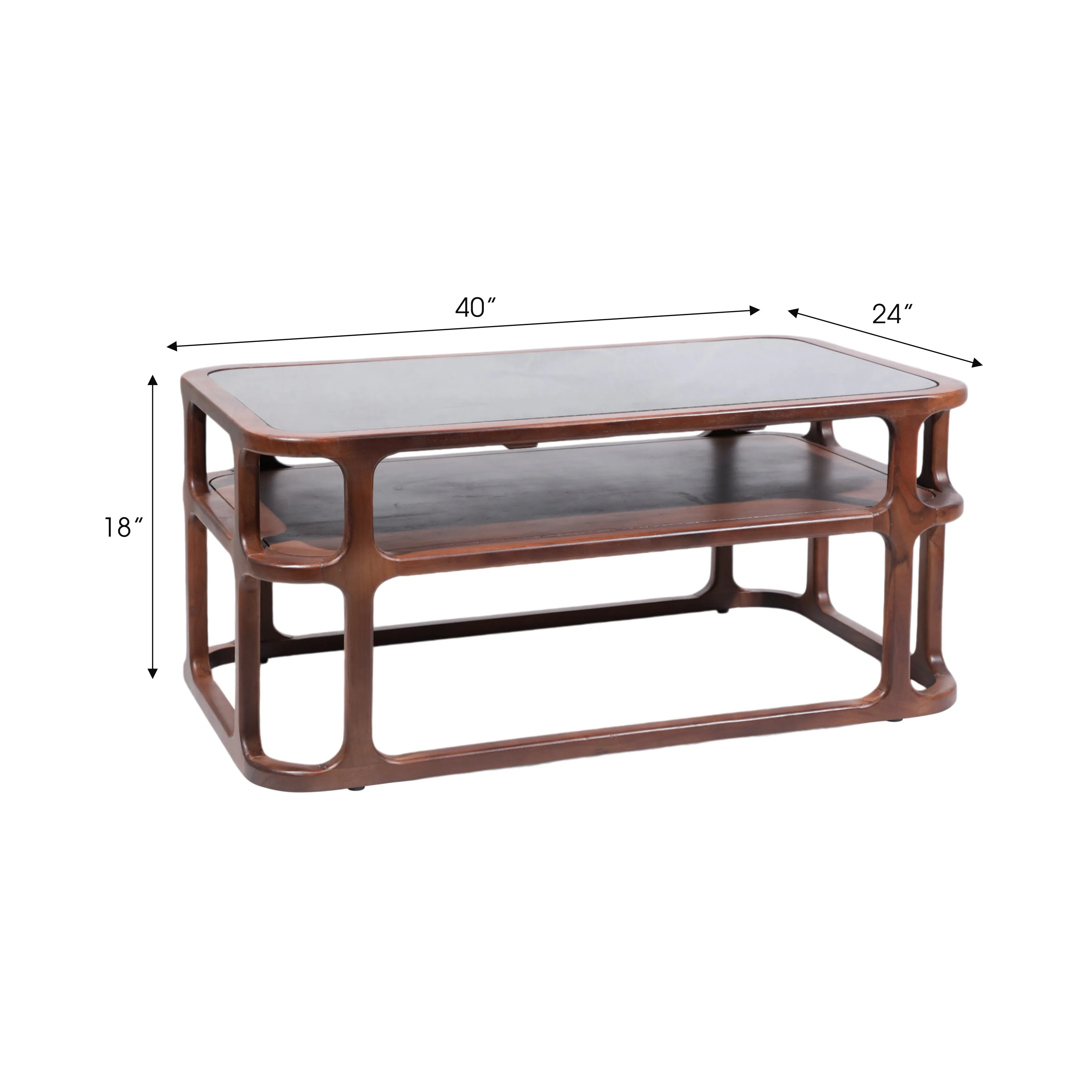 40" Stefan Wood And Marble Coffee Table, Brwn/blk