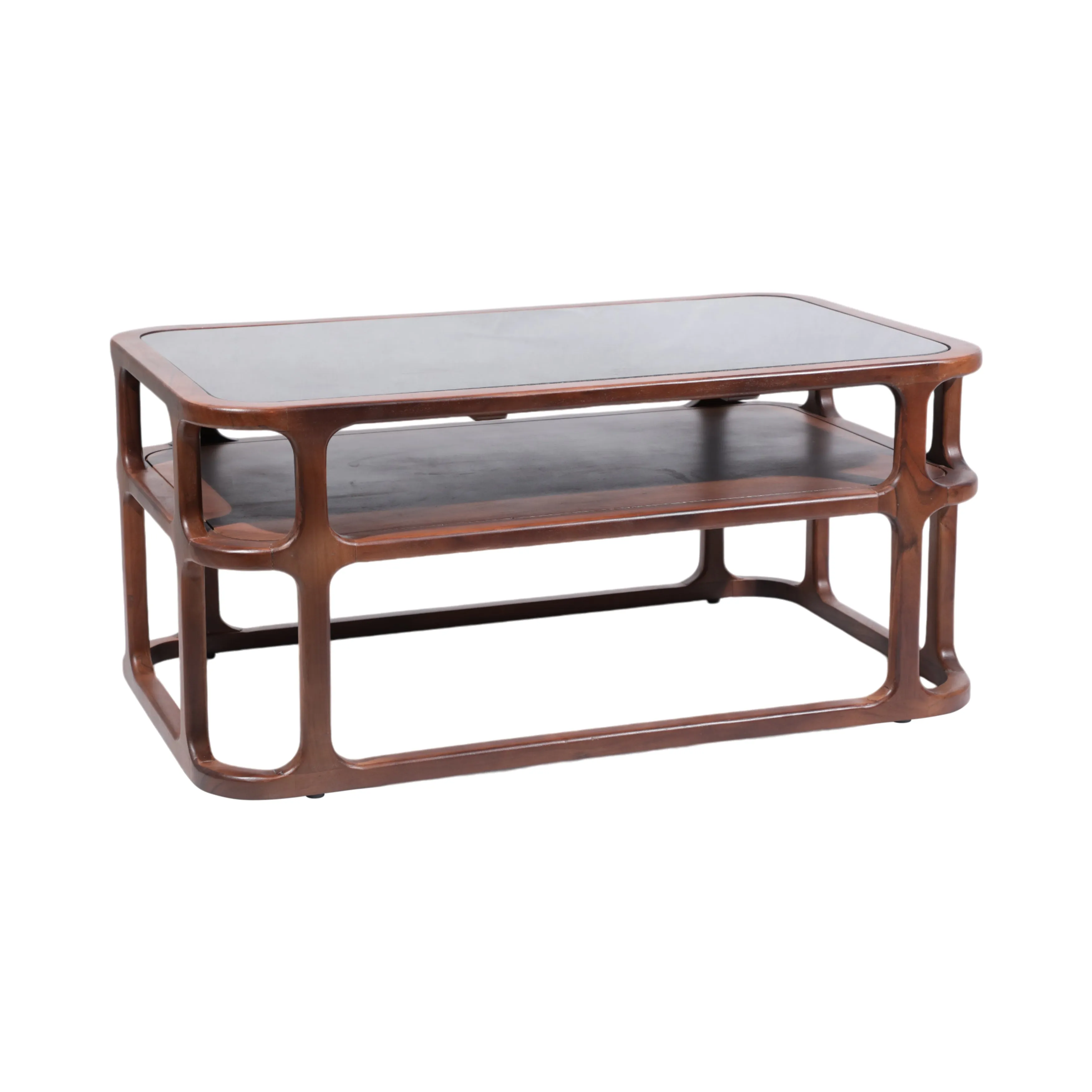 40" Stefan Wood And Marble Coffee Table, Brwn/blk