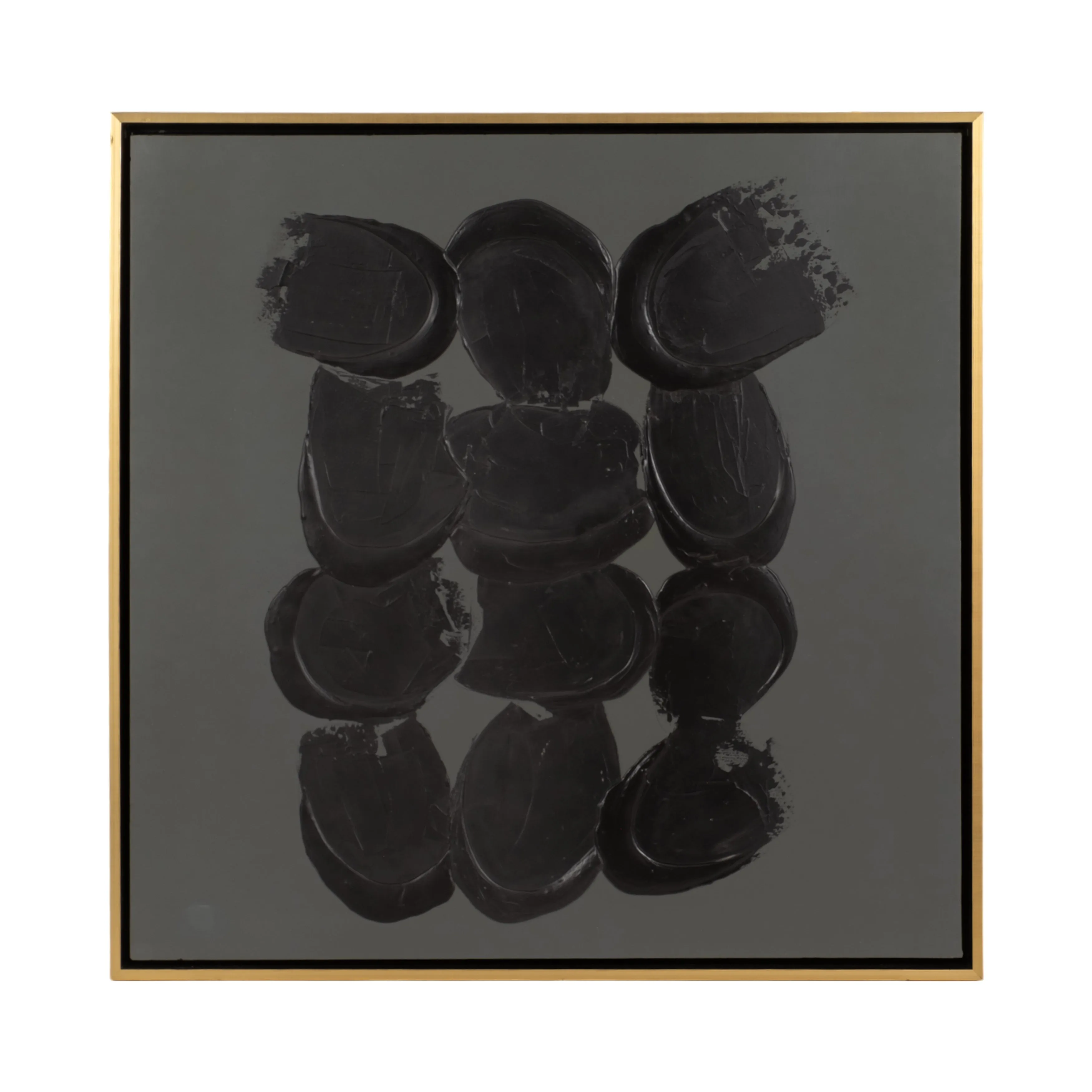 47x47 Hand Painted Gray Rocks, Wht/gry
