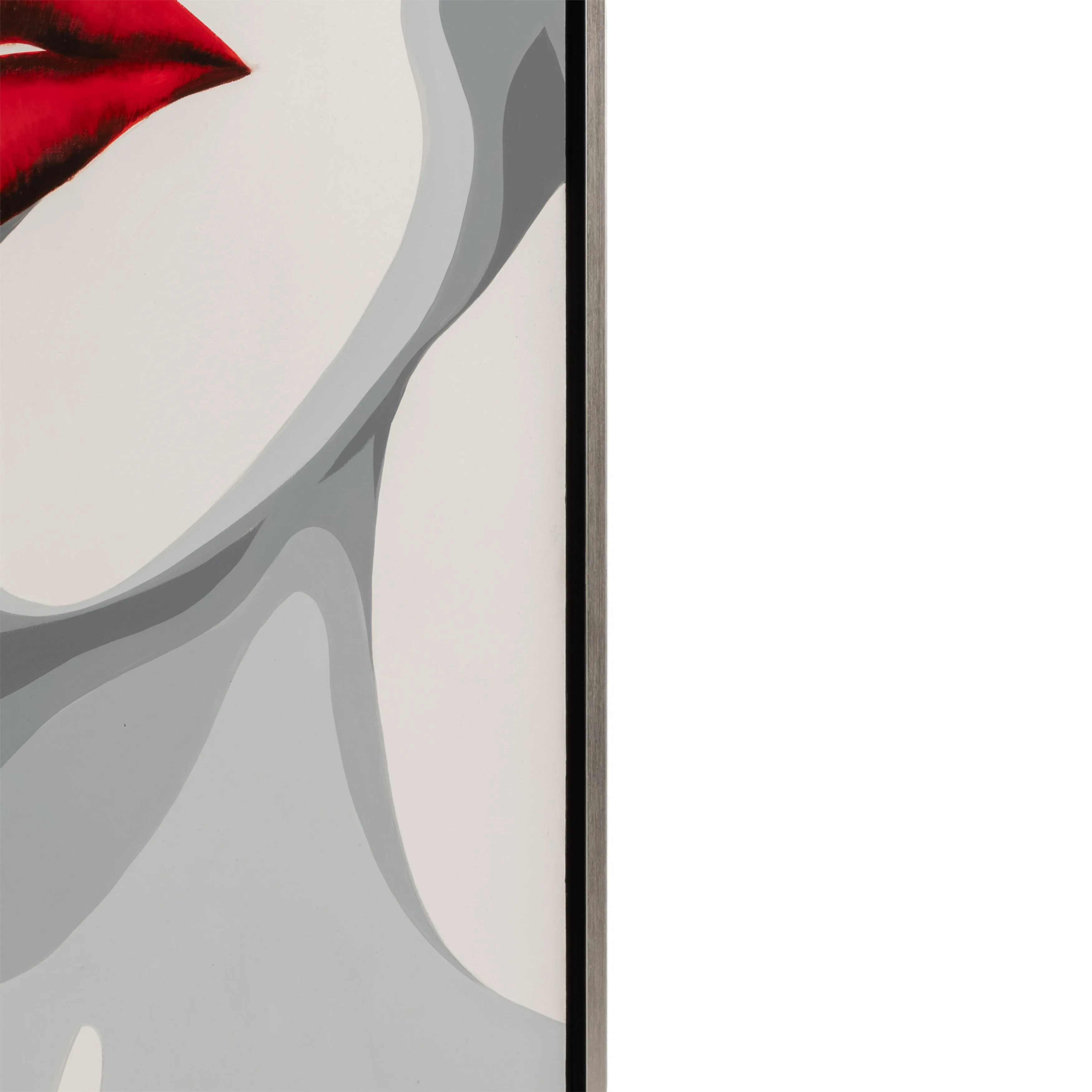 47x47 Hand Painted Lip Bite, White