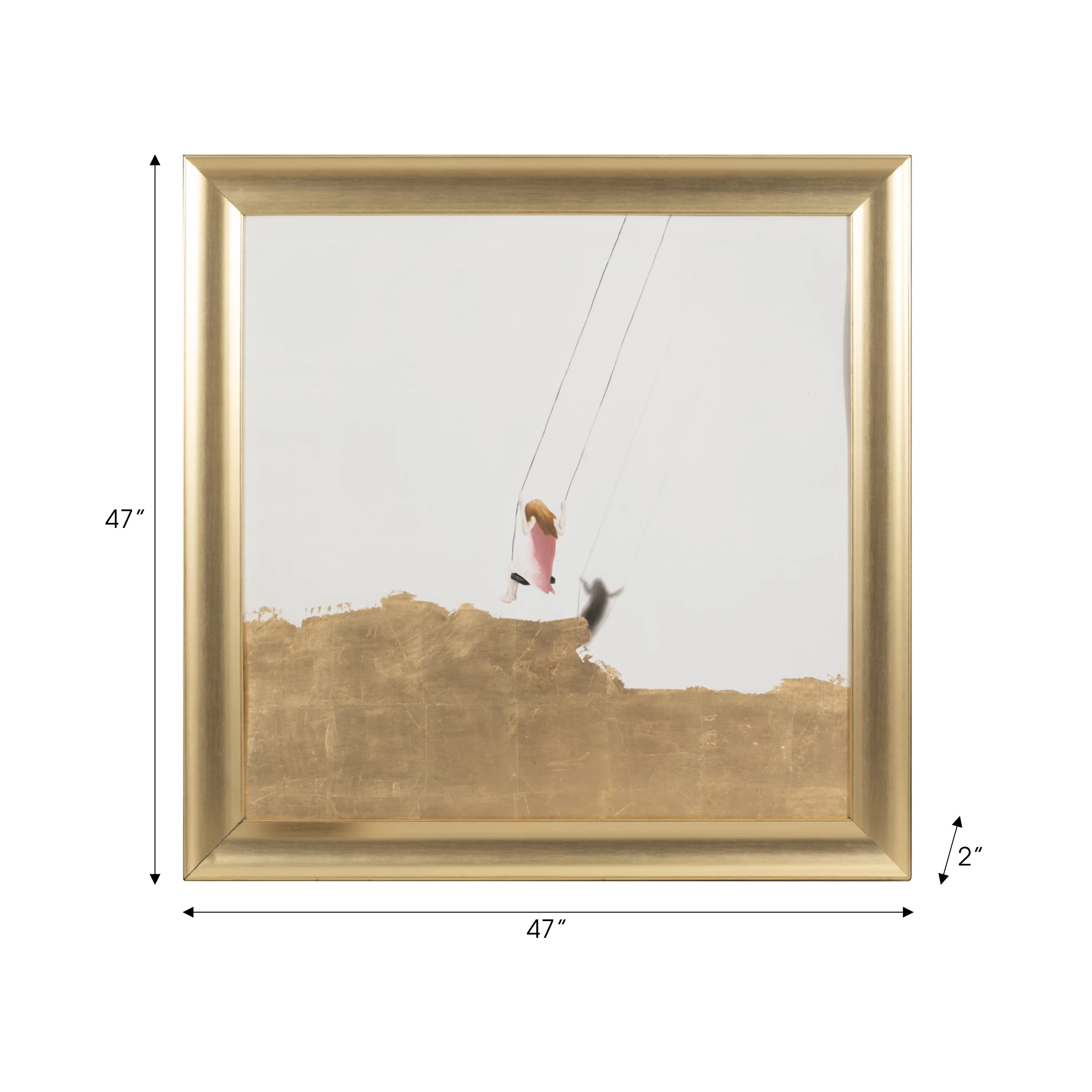 47x47 Hand Painted Swing Set, Gold/white