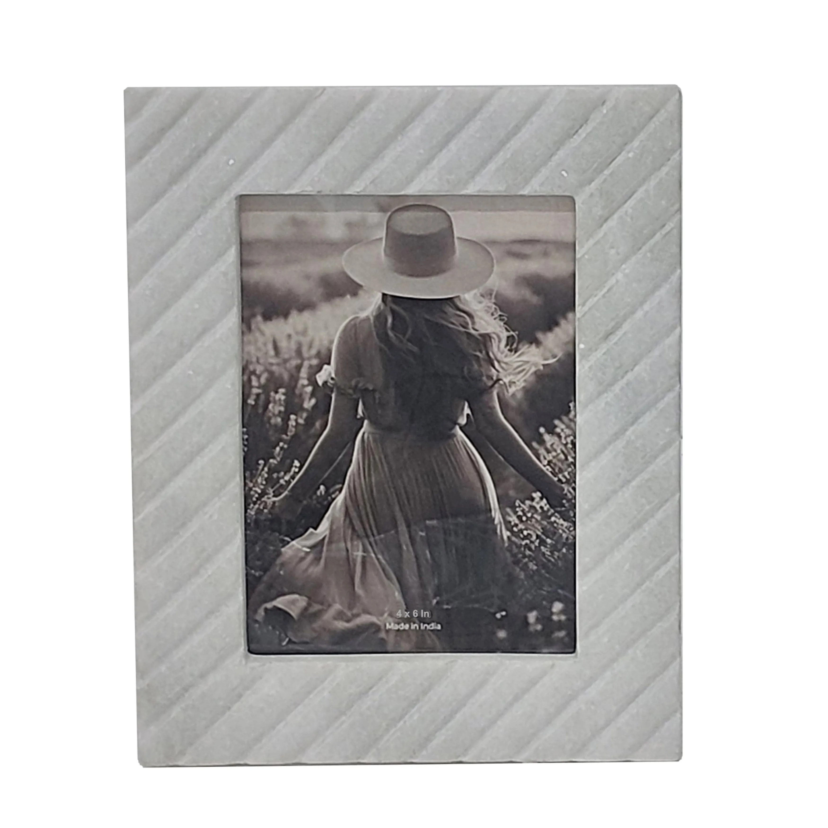 4x6 Marble Border Photo Frame, White