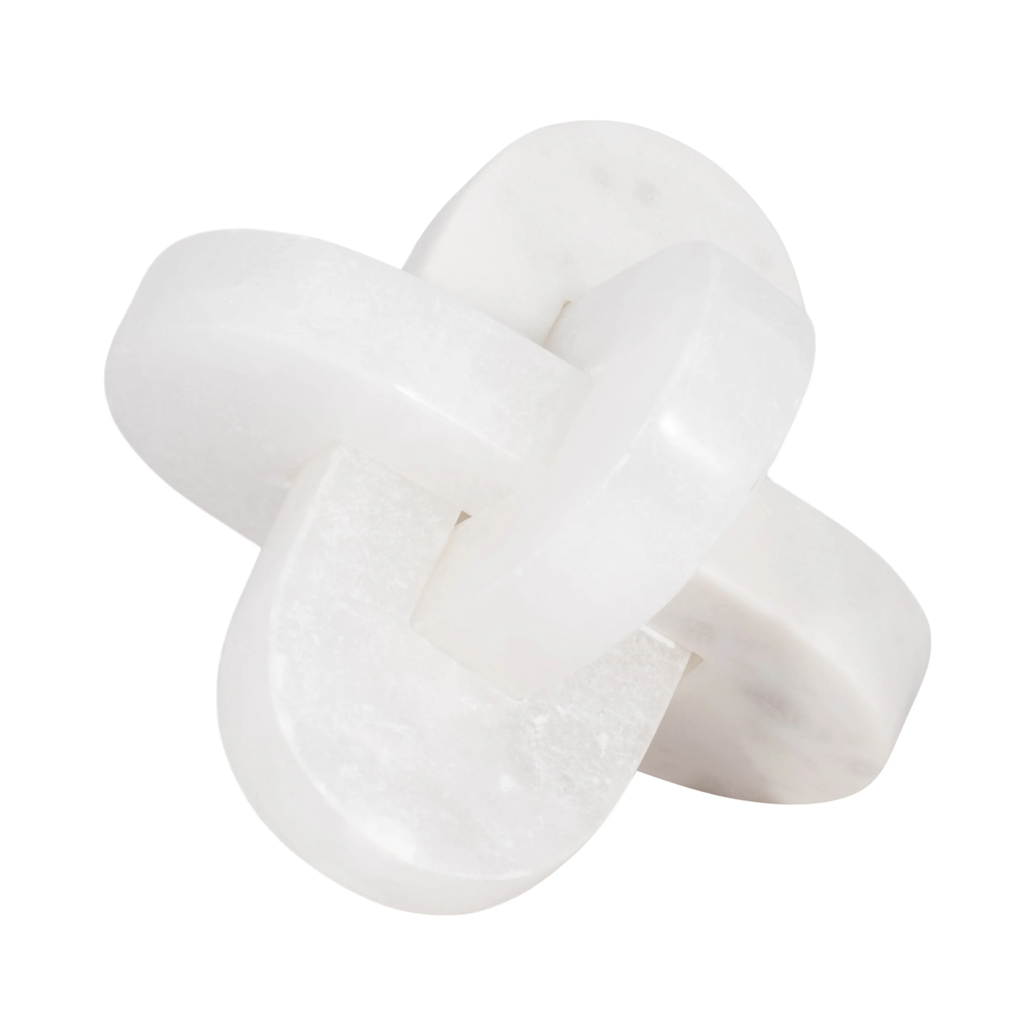 6" Alabaster And Marble Curved Knot, White