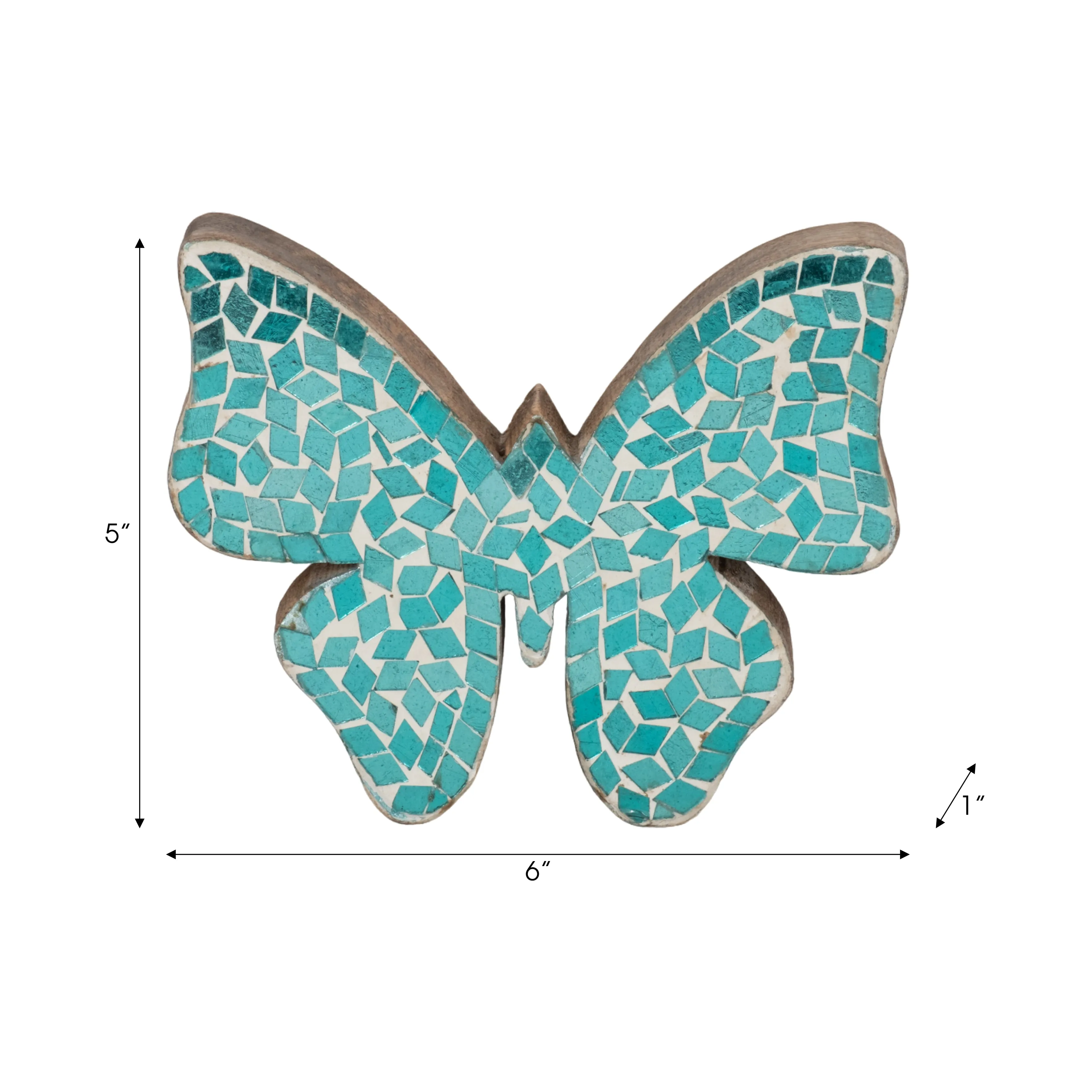 6" MOSAIC BUTTERFLY, AQUA