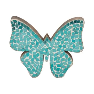 6" MOSAIC BUTTERFLY, AQUA