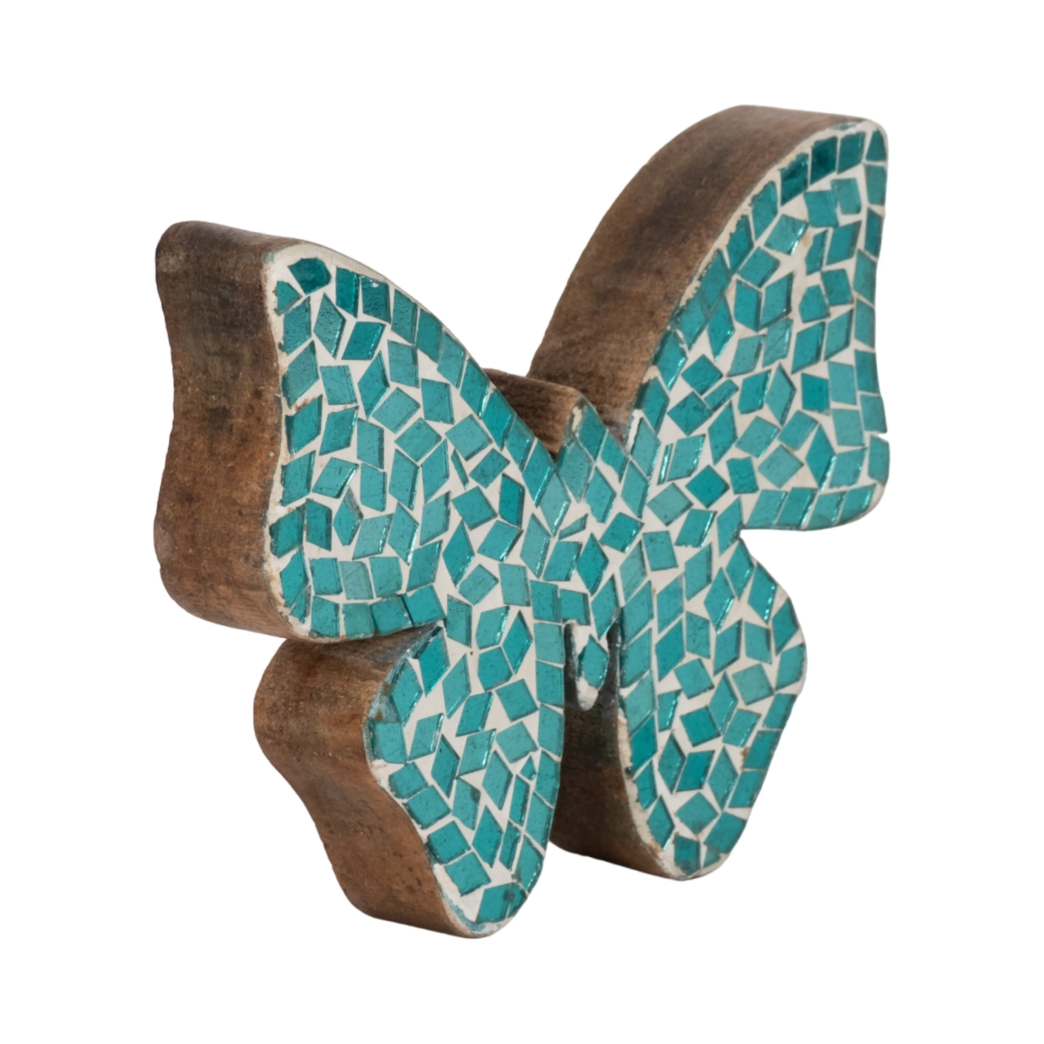 6" MOSAIC BUTTERFLY, AQUA
