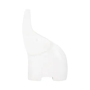 7" Trunk In The Air Marble Elephant, White
