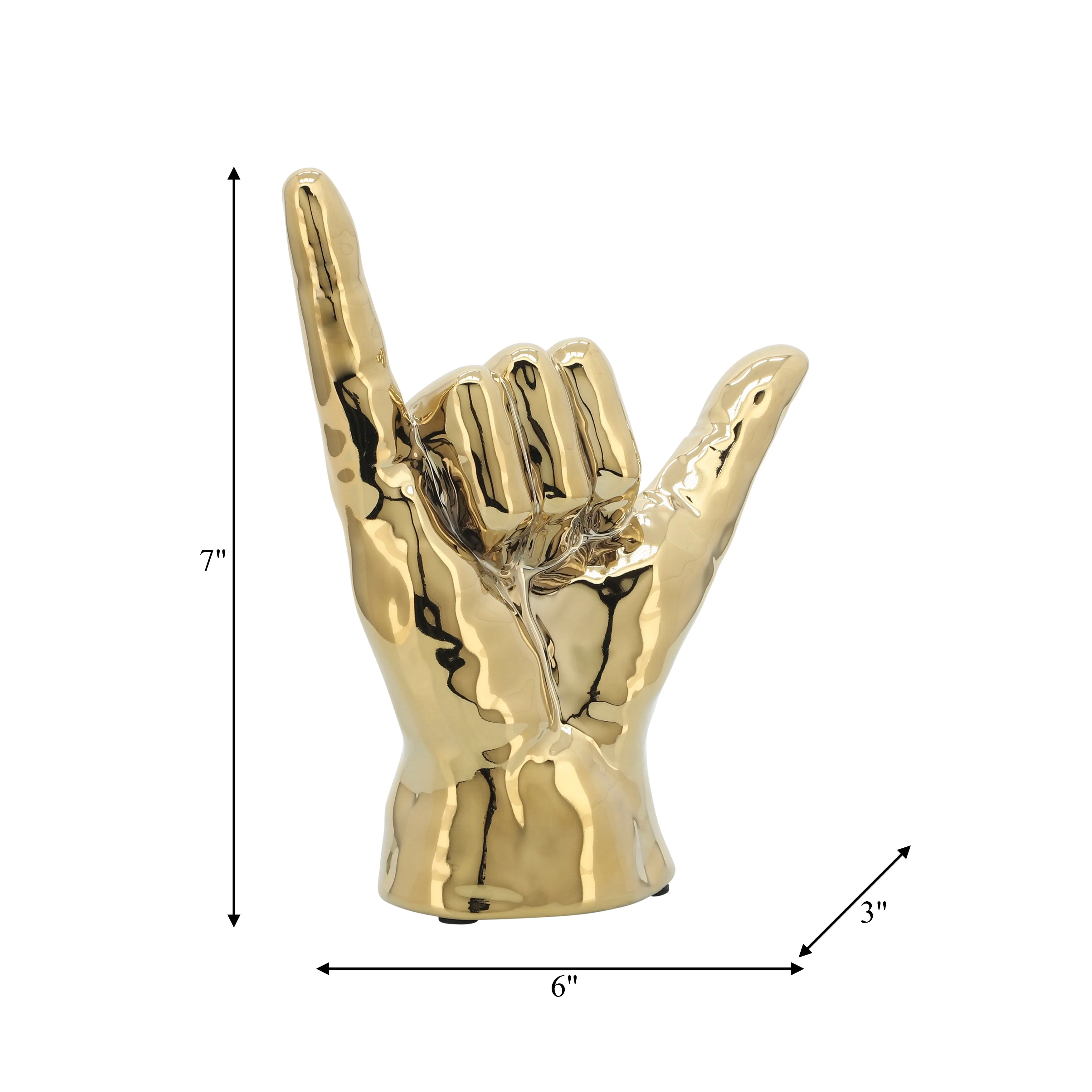 7"H, "HANG LOOSE" HAND, GOLD