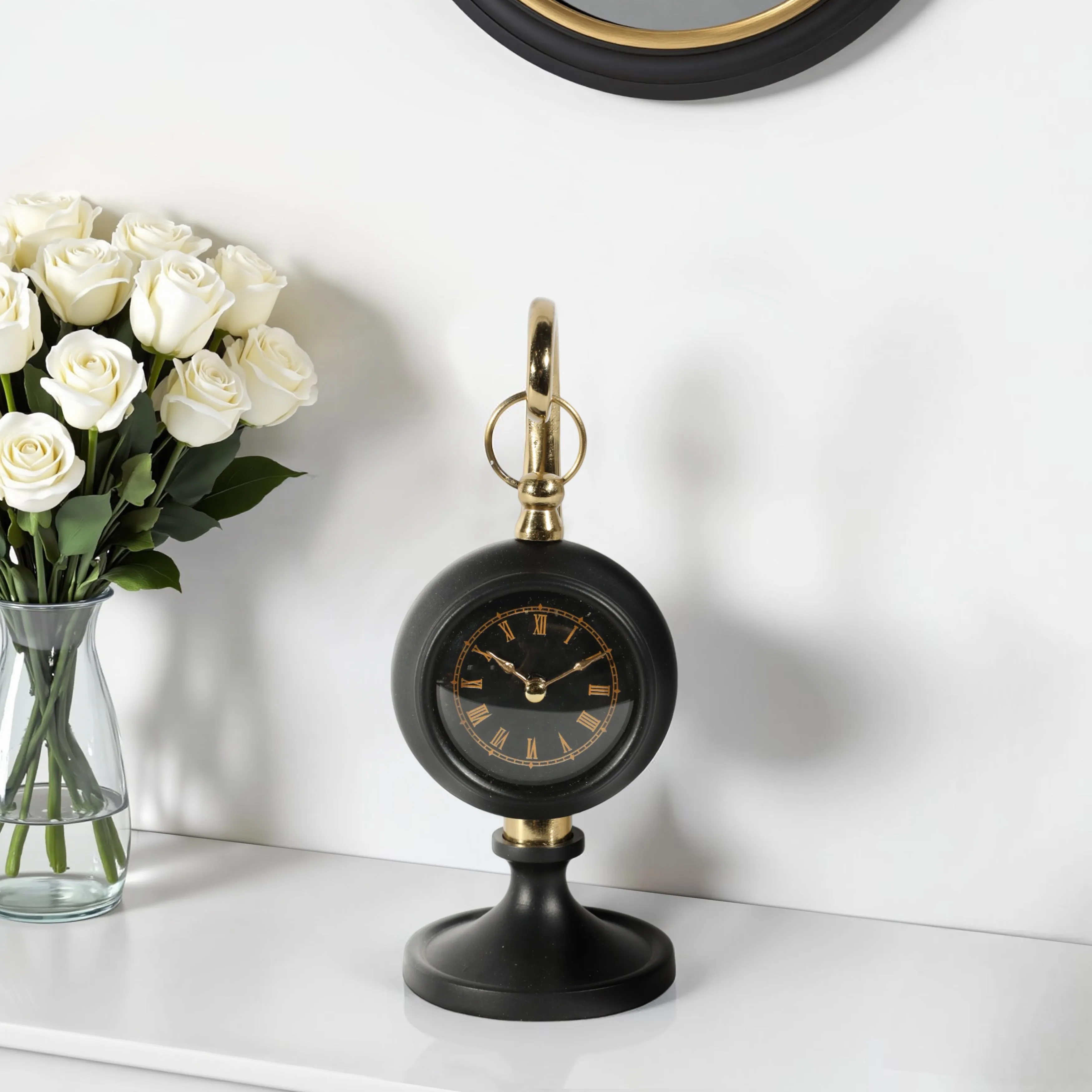 8" Avignon Gold And Black Desk Clock