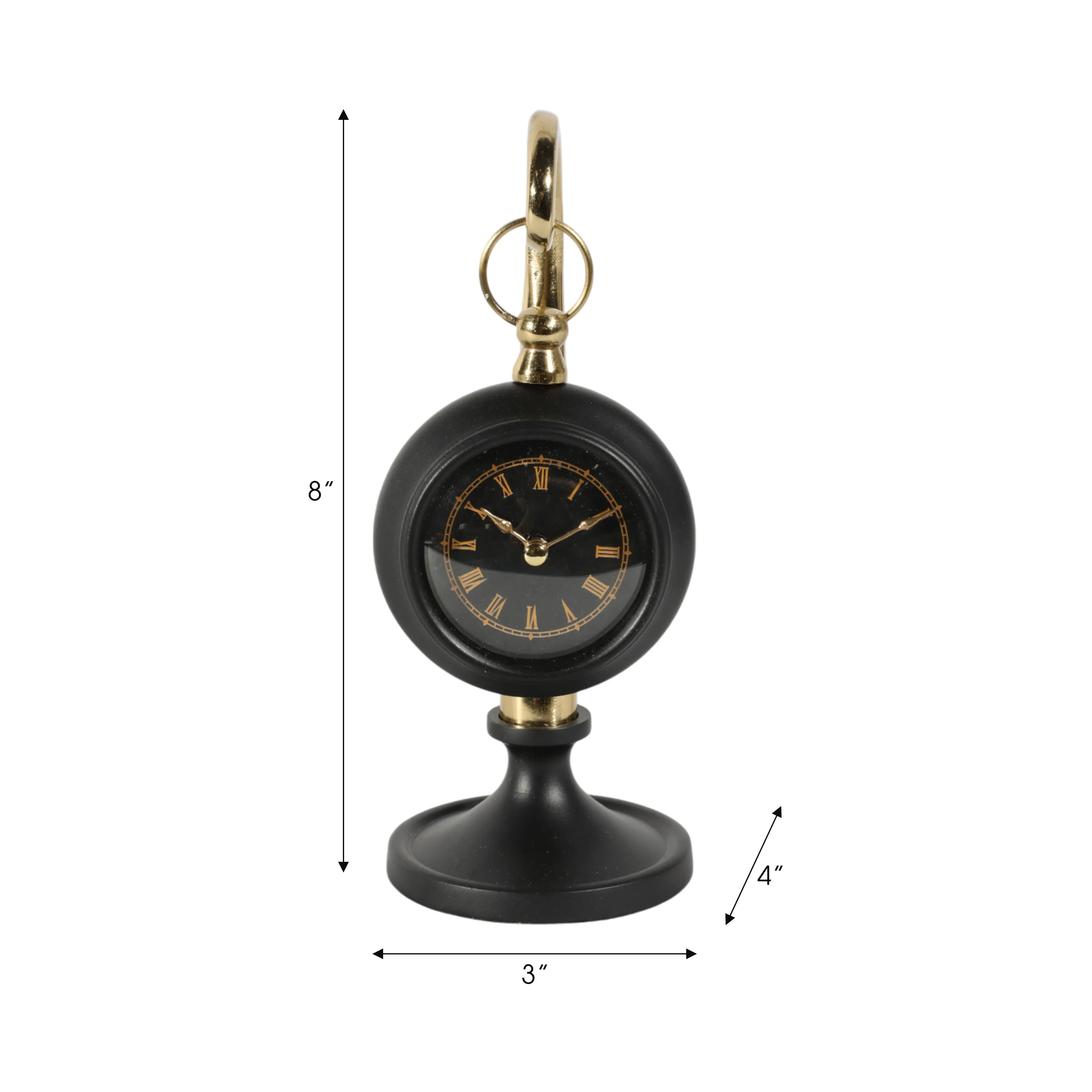 8" Avignon Gold And Black Desk Clock