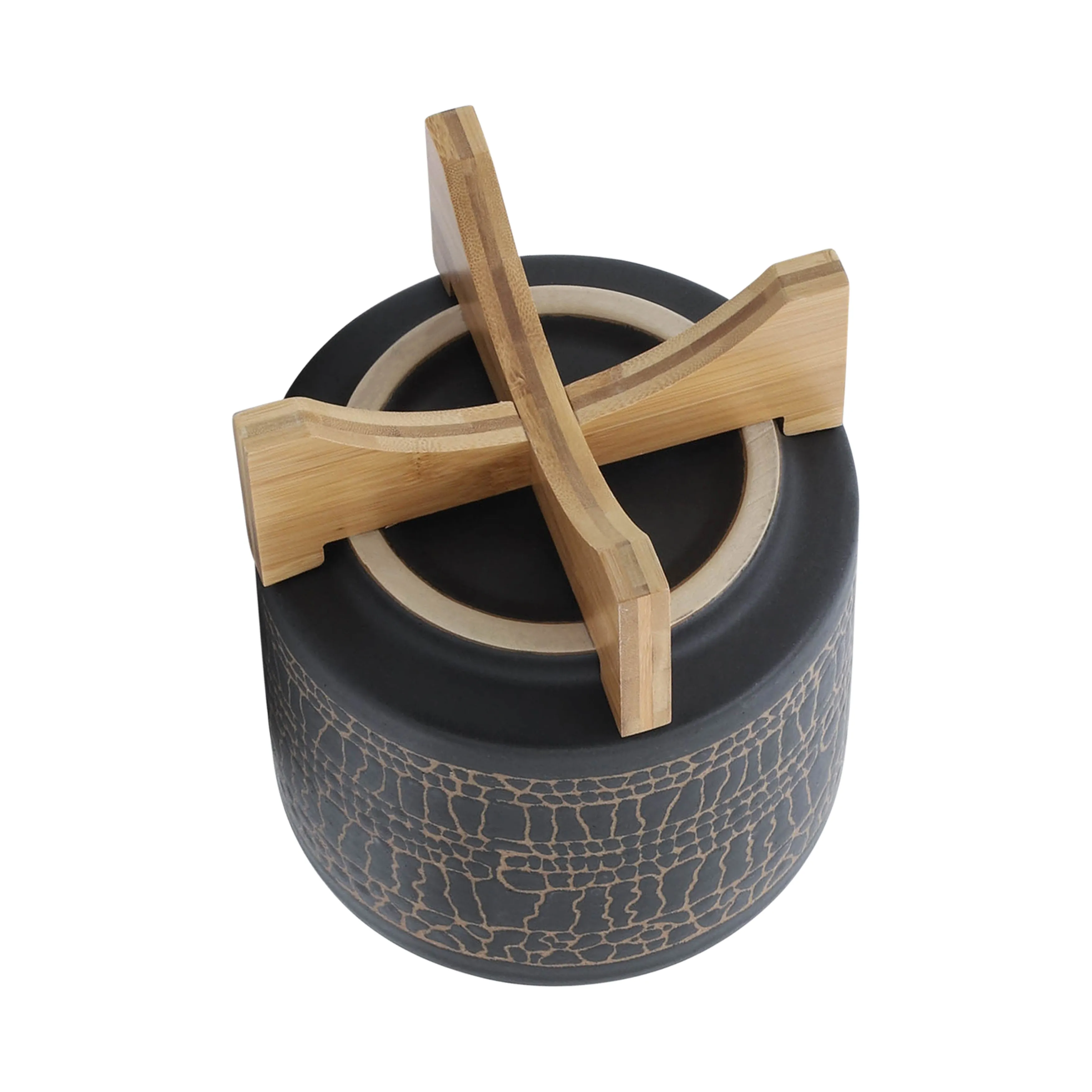 8" GLAZED PLANTER W/ STAND, BLACK
