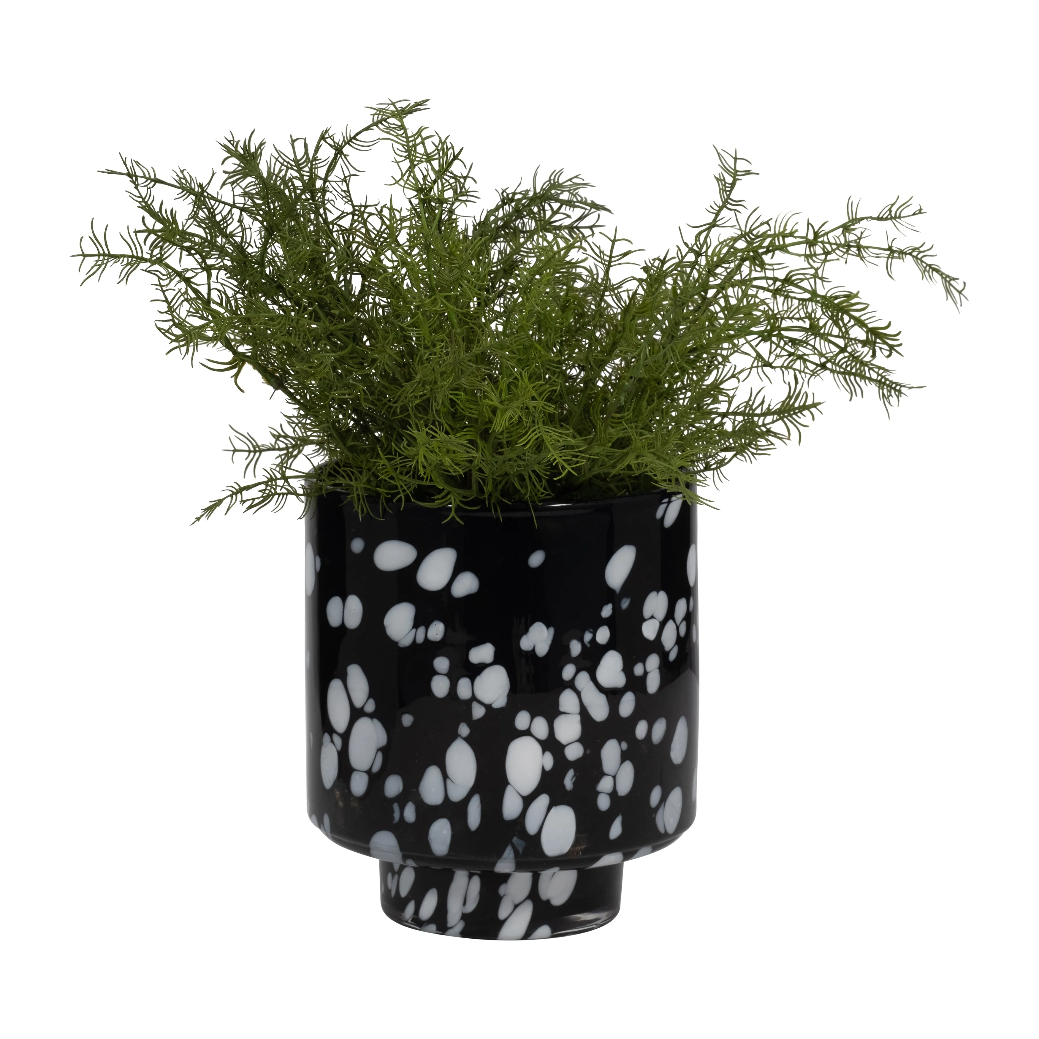 8" Hennie Small Black & White Glass Vase