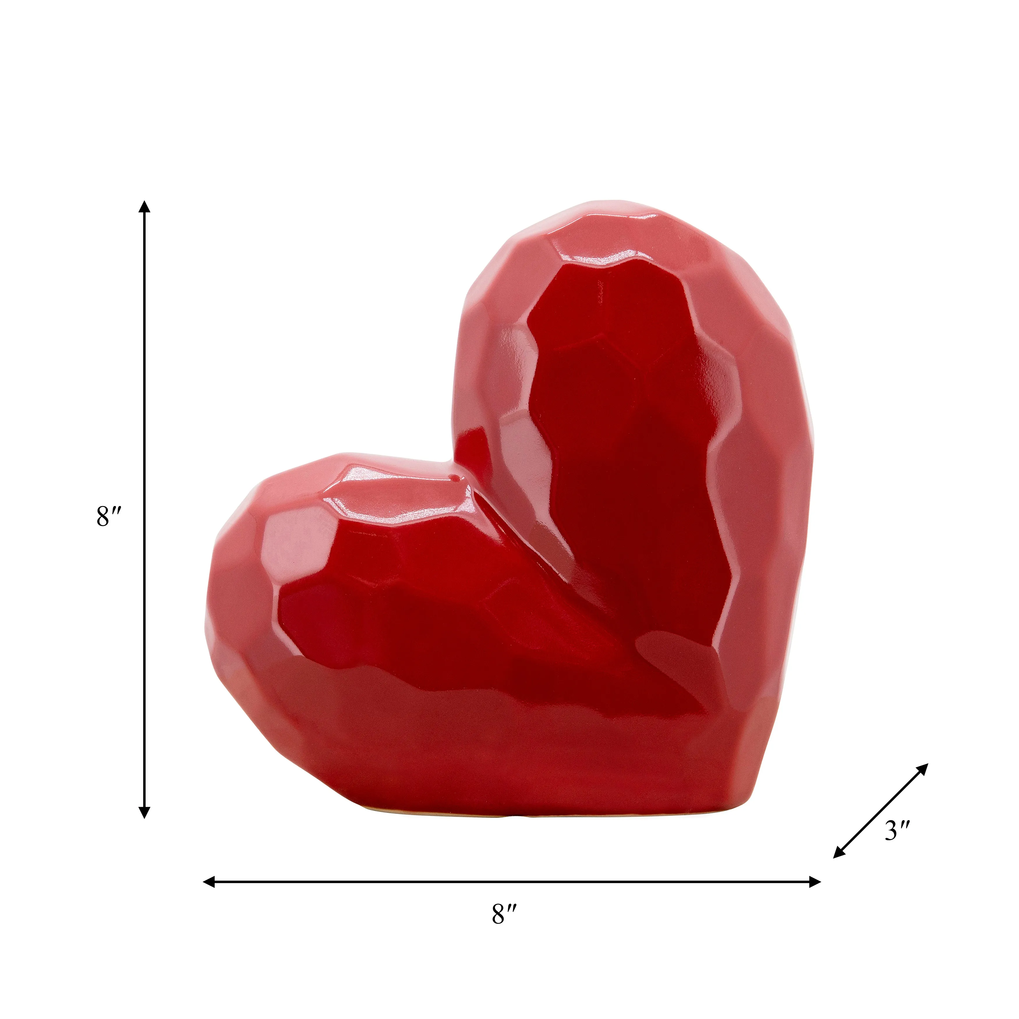 8" RED HEART TABLE DECO, 8"