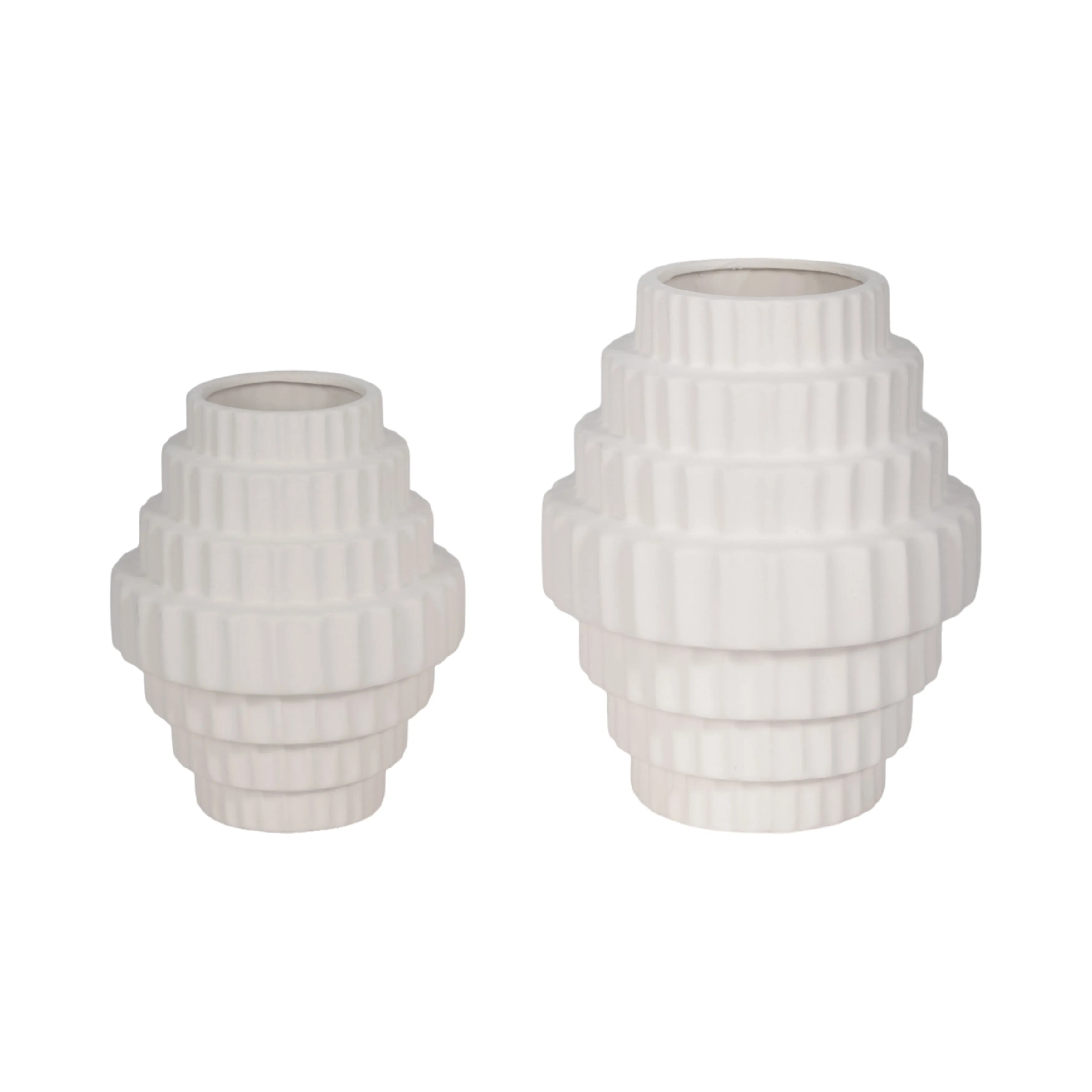 8" Textured Staggered Vase, White