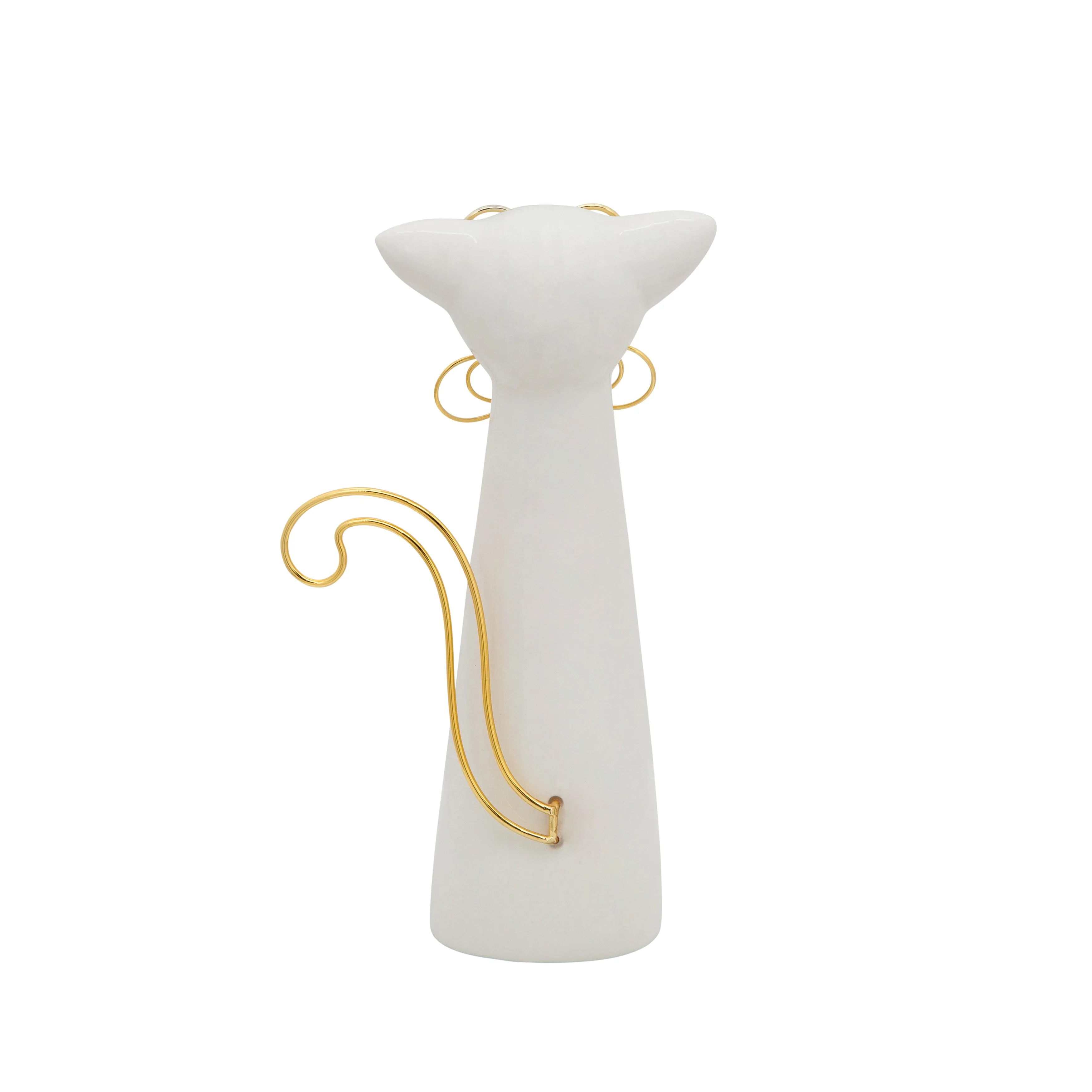 8"H CAT W/GLASSES DECO, WHITE