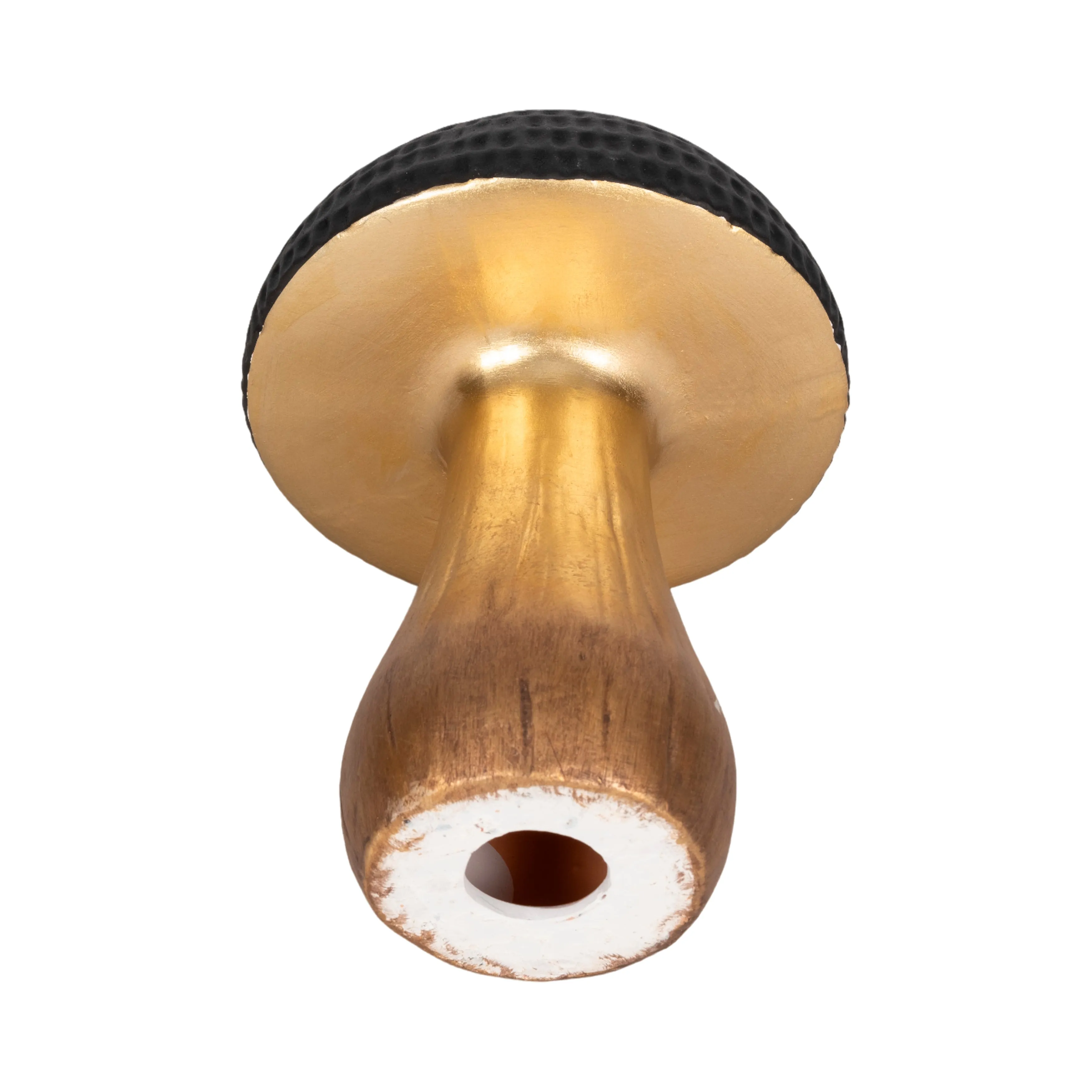 9" Hammered Top Mushroom, Black/gold