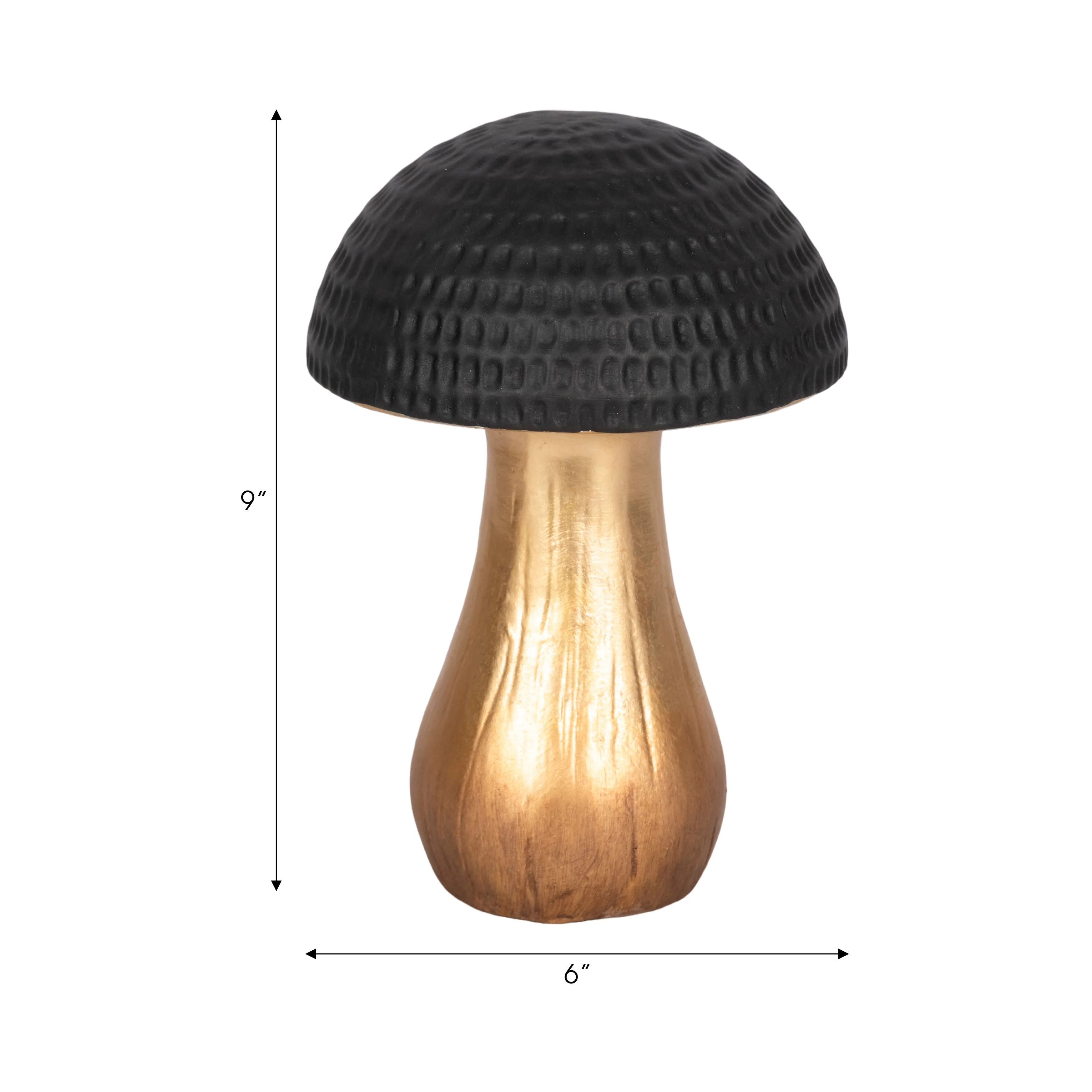 9" Hammered Top Mushroom, Black/gold