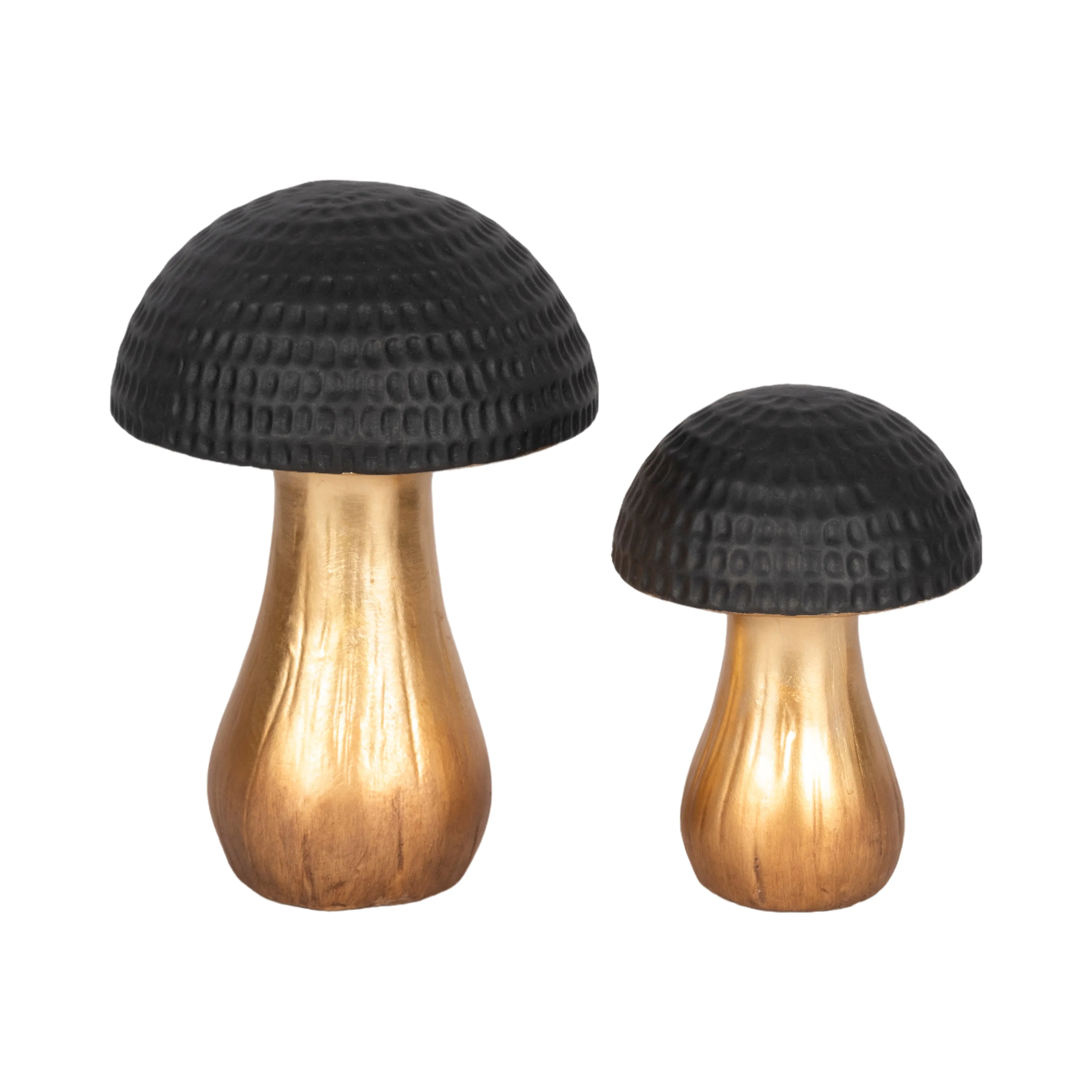 9" Hammered Top Mushroom, Black/gold