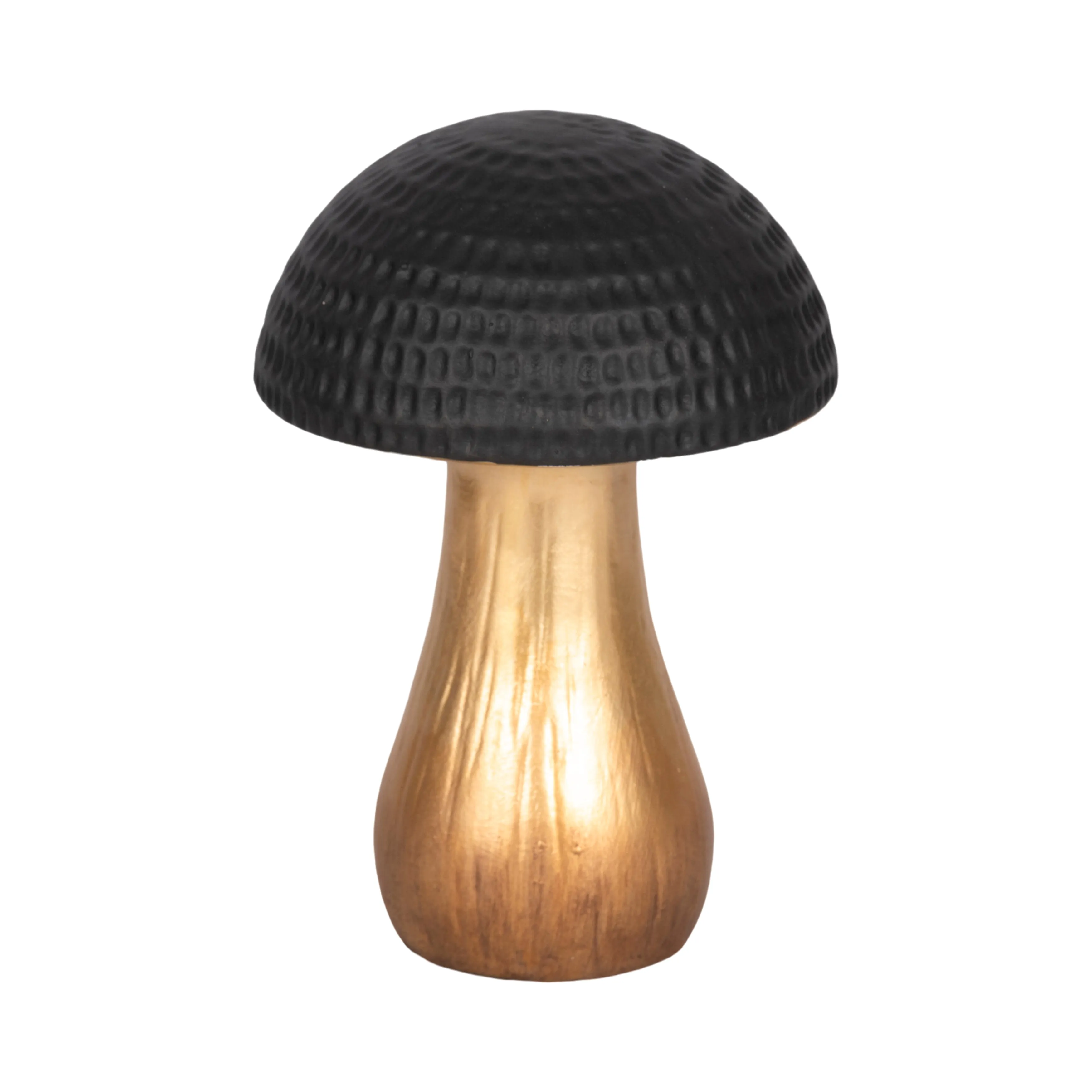 9" Hammered Top Mushroom, Black/gold