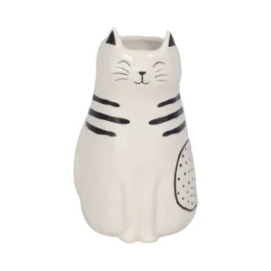 9" Sitting Pretty Kitty With Vase Opening, White/b