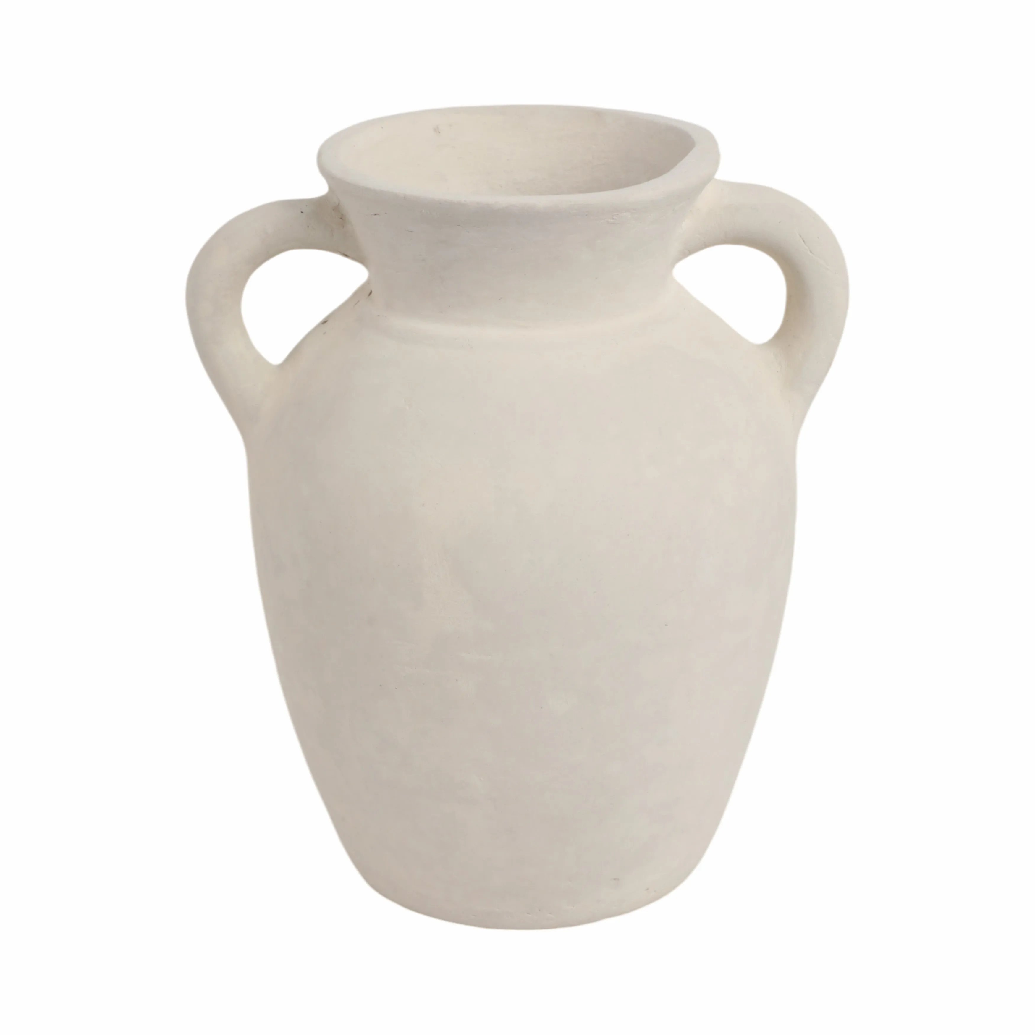 9" Vase With Handles, Paper Mache, White