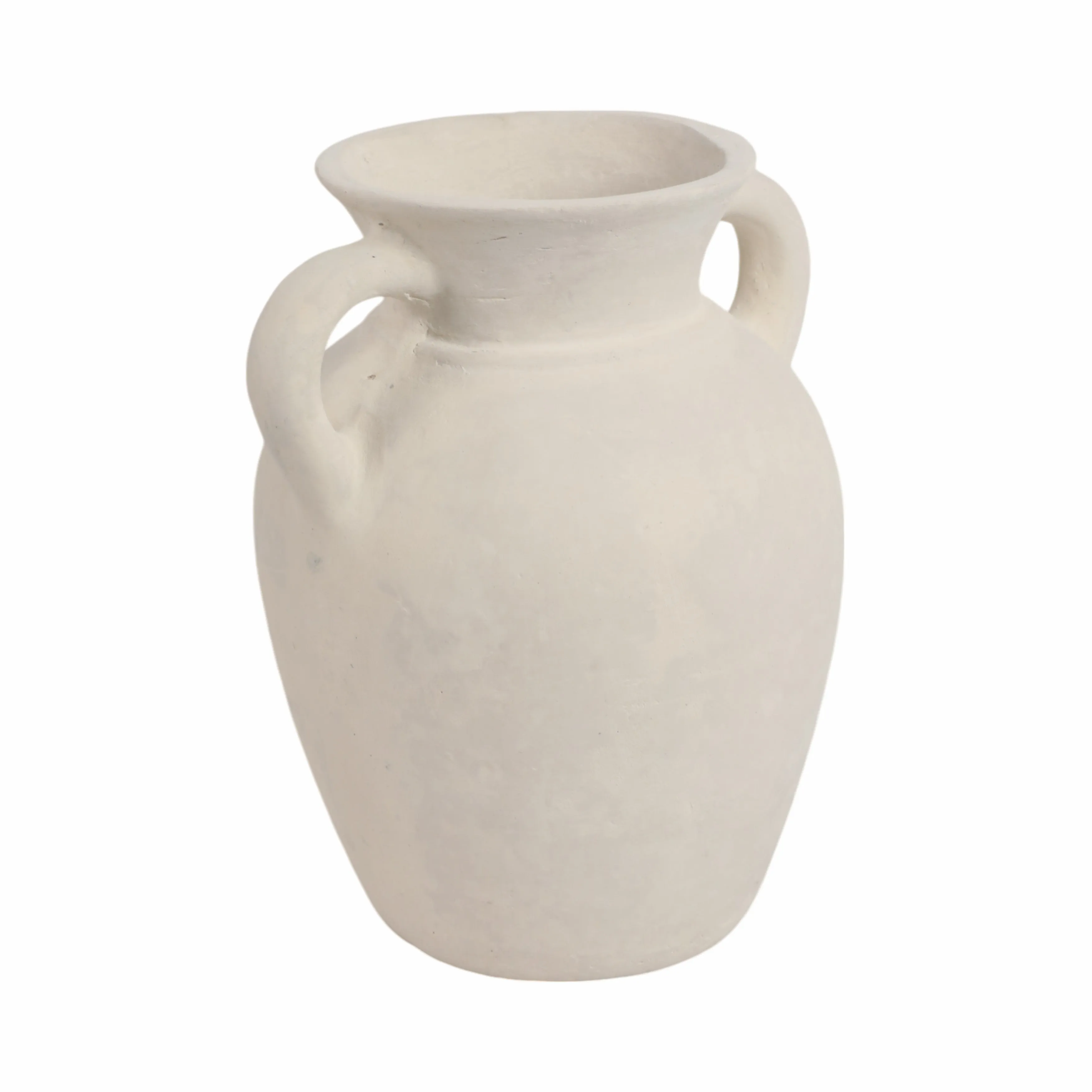 9" Vase With Handles, Paper Mache, White