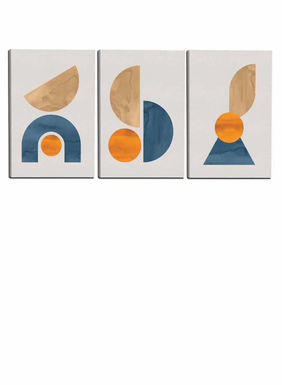Abstract circles Half Moon Paintings(set of 3)