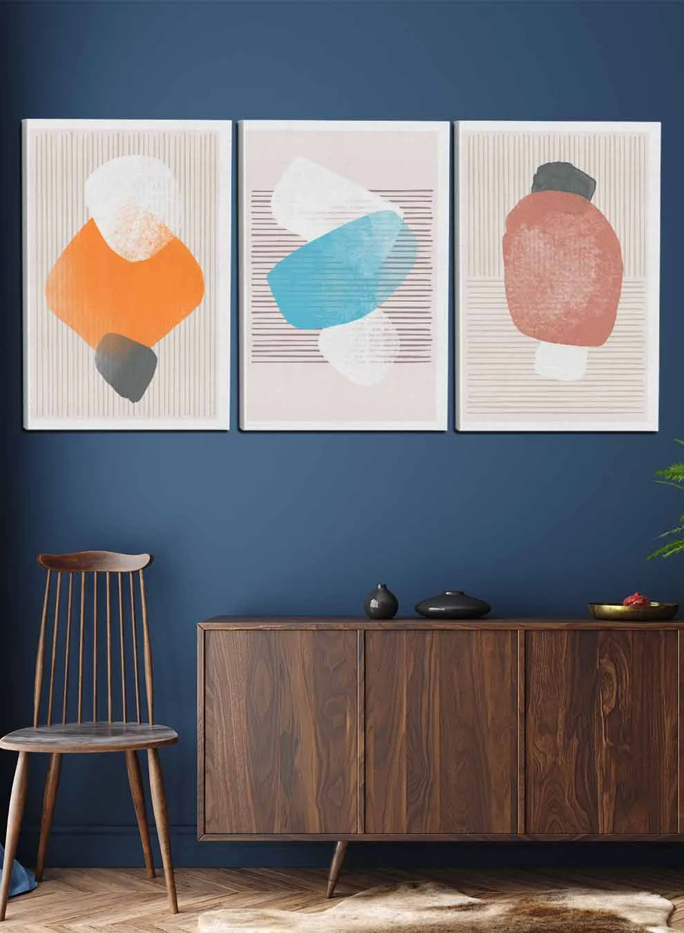 Abstract Doodles Shapes Paintings(set of 3)