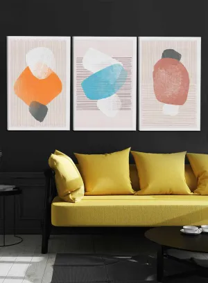 Abstract Doodles Shapes Paintings(set of 3)
