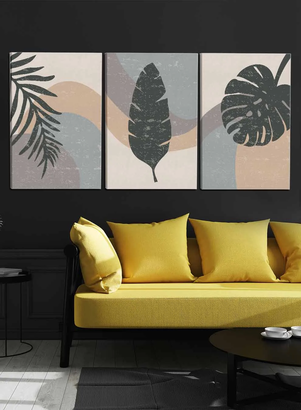 Abstract Leaves Flowers Paintings(set of 3)