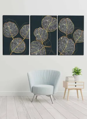 Abstract Shiny Tropical Leaves Paintings(set of 3)