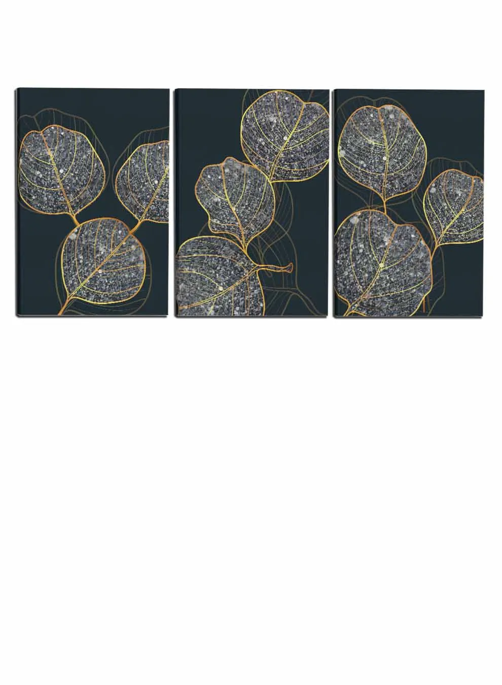 Abstract Shiny Tropical Leaves Paintings(set of 3)