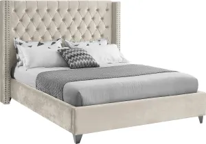 Aiden Cream Velvet King Bed