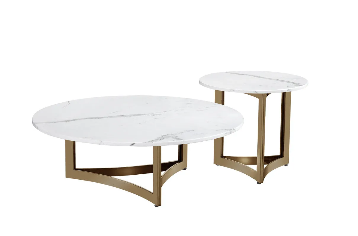 Alexa Coffee Table Marble With Gold Base