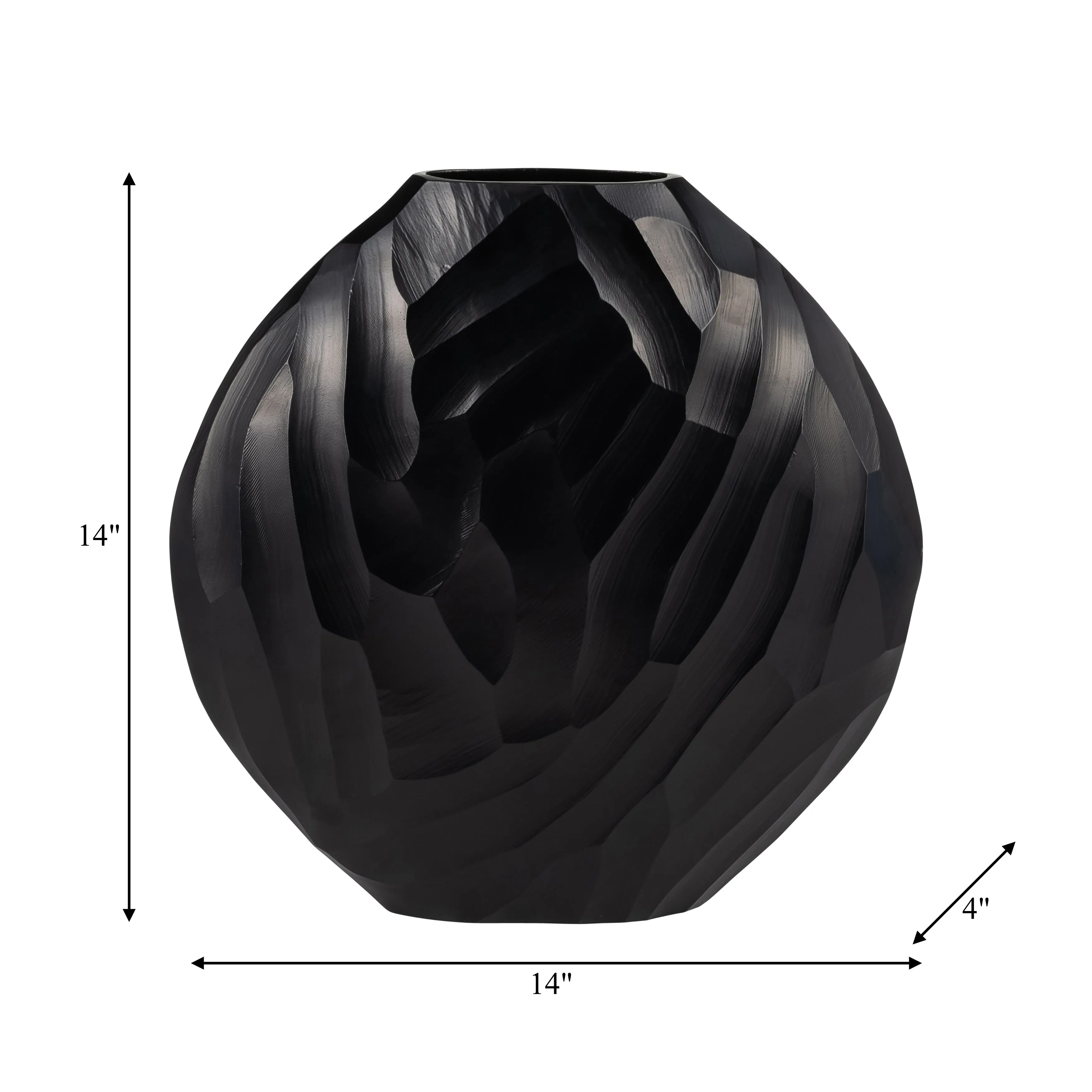 ALUMINUM 14"H HAMMERED VASE, MATT BLACK