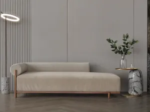 Beige Chanel fabric sofa 215x85x43 cm.