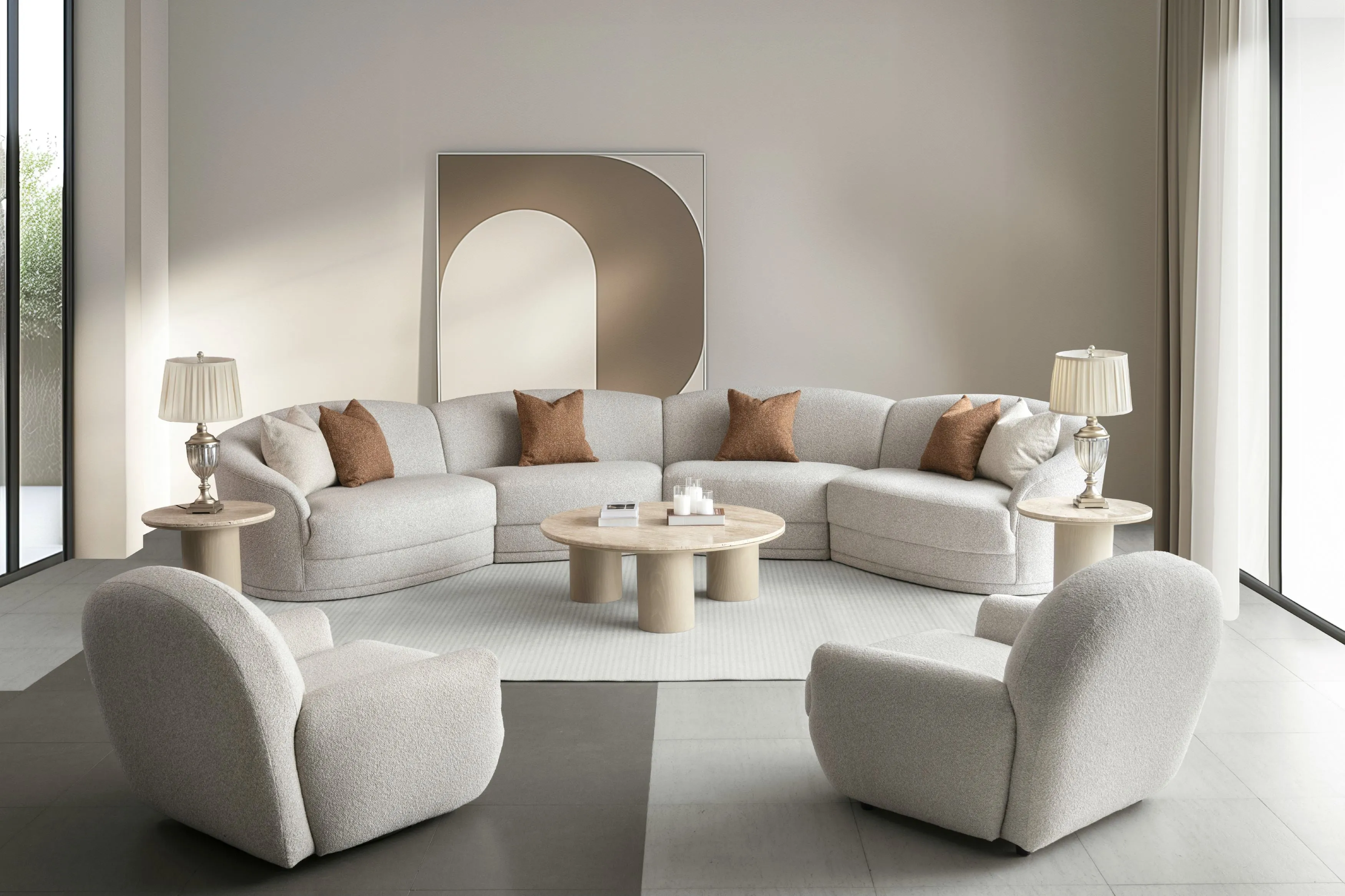 Blissful Seating Beige Swivel Chair W98