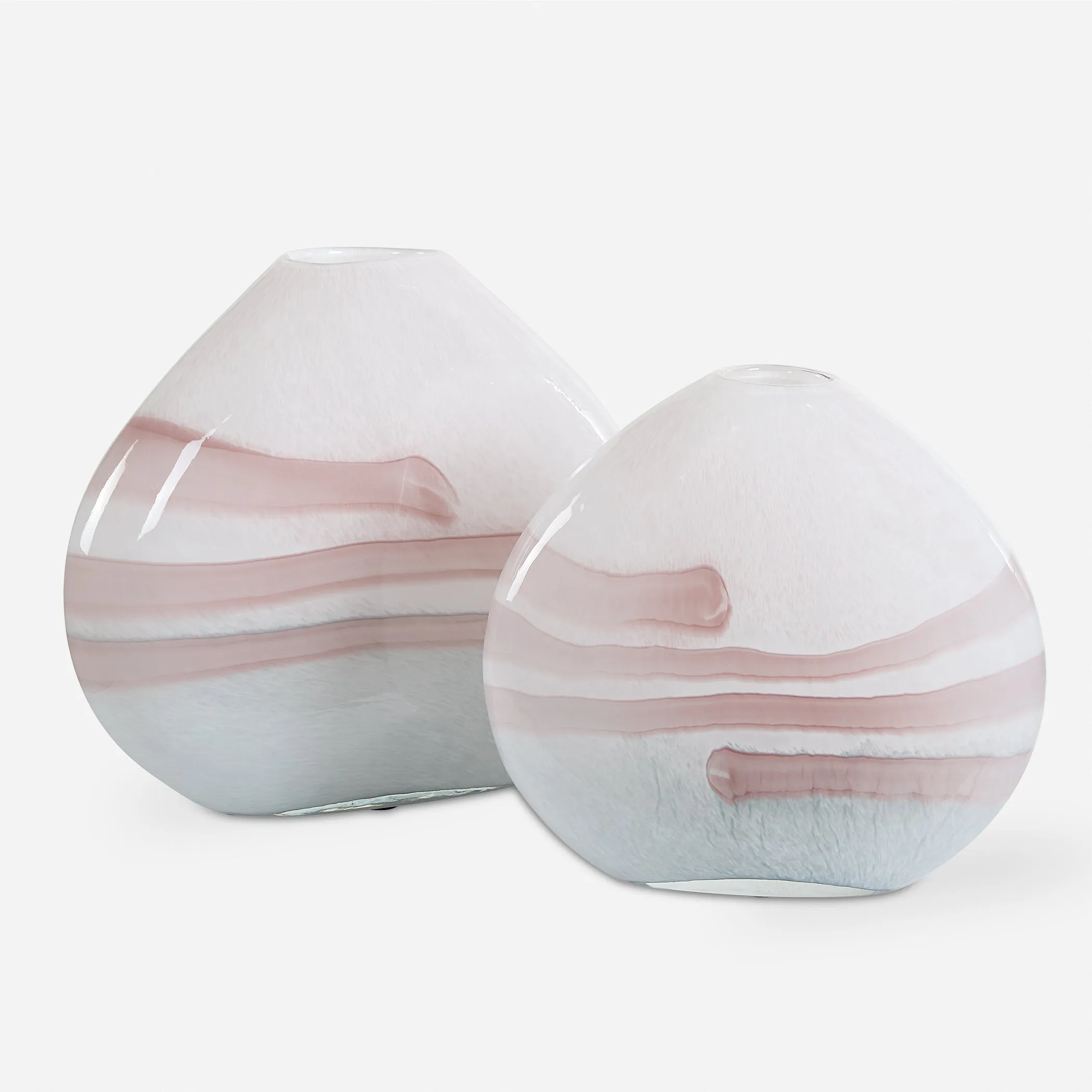 Blush Swirl Glass Vases, S/2