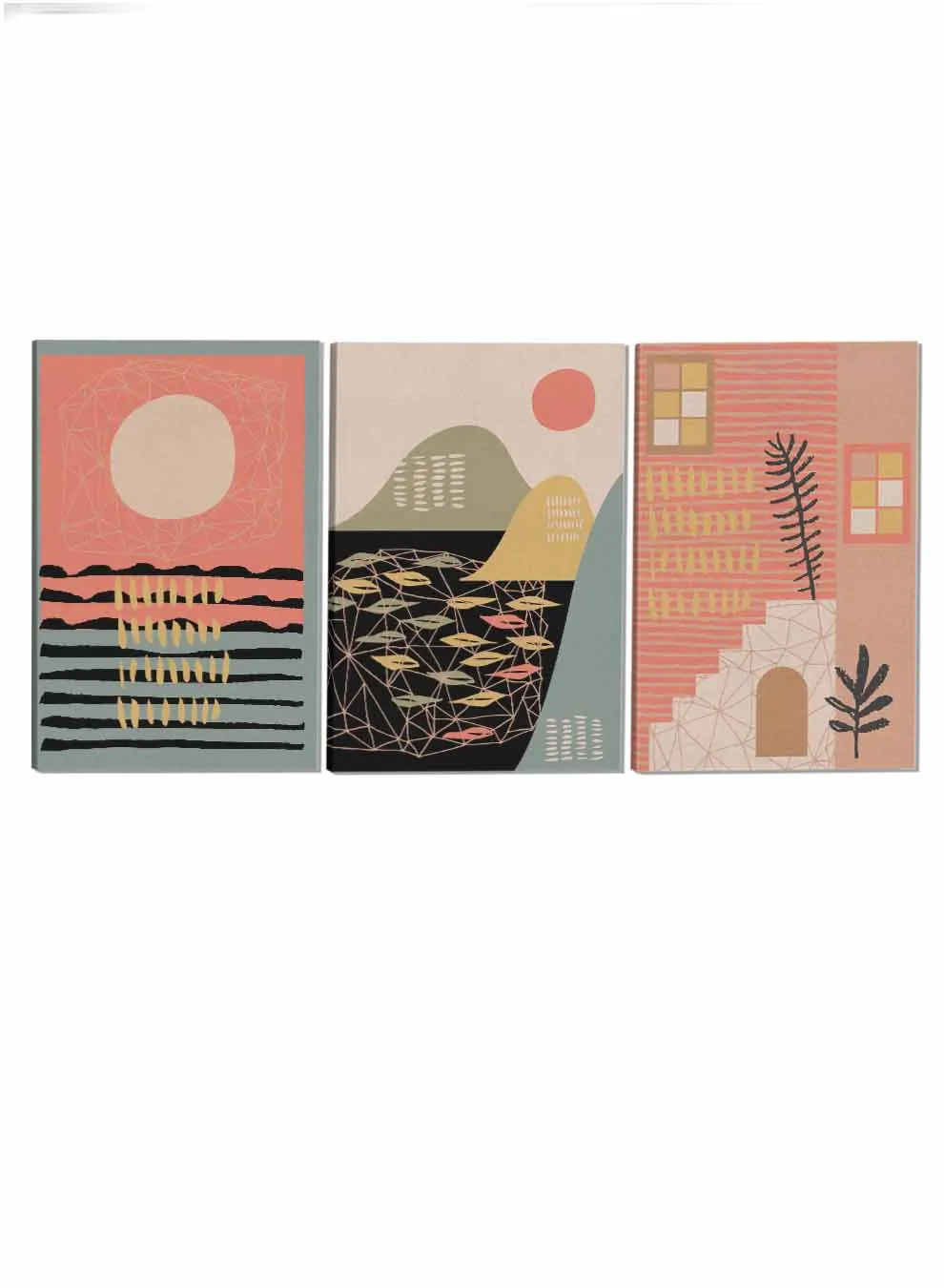 Boho Style Abstract Paintings(set of 3)