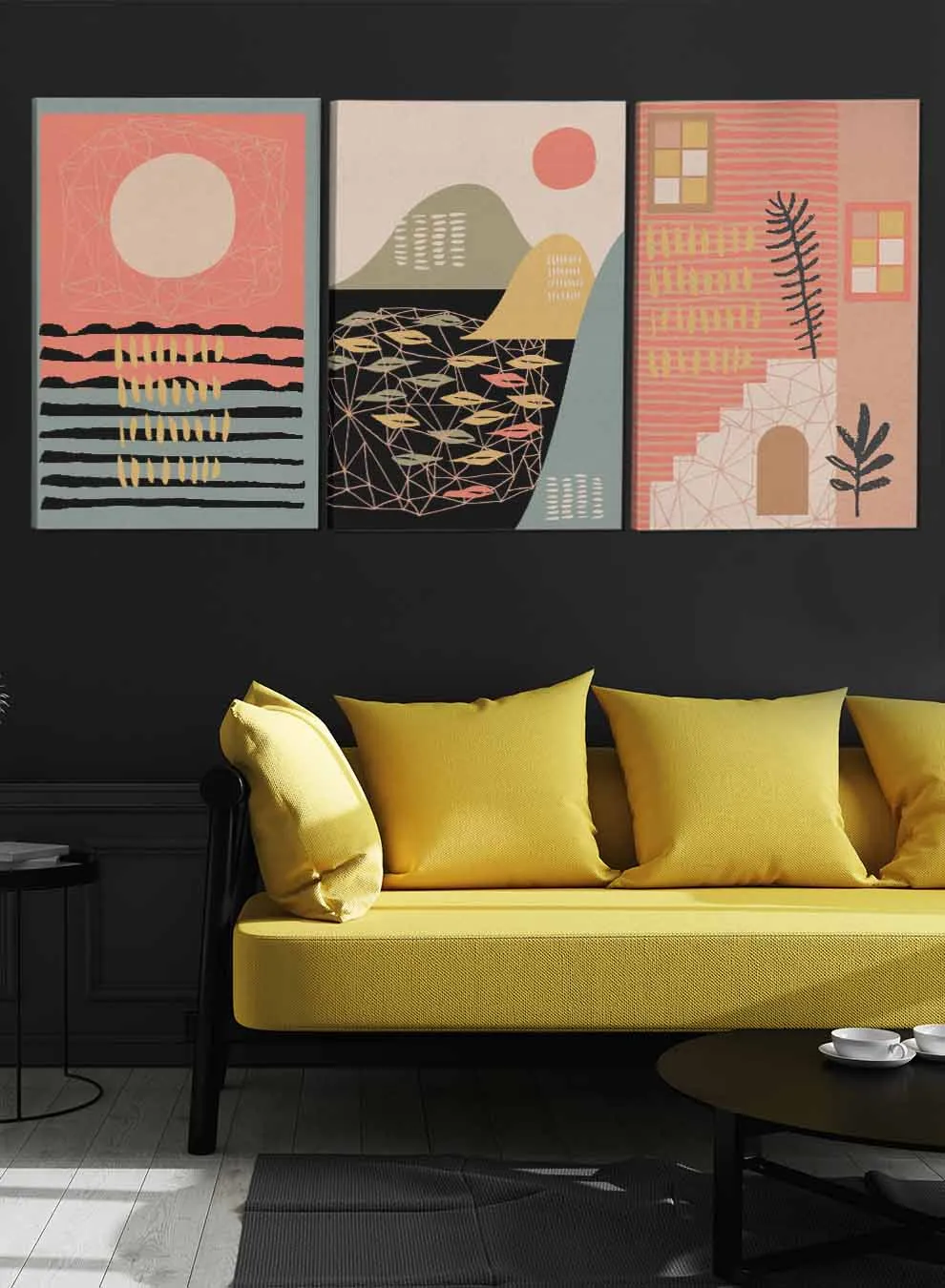 Boho Style Abstract Paintings(set of 3)