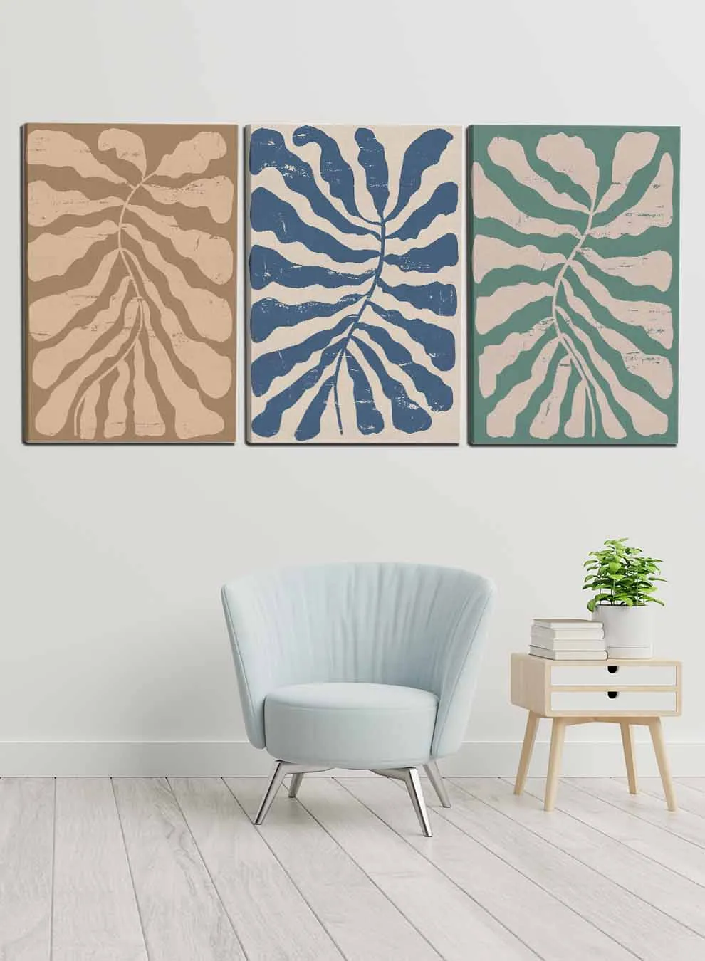 Boho Twigs Flowers Leaves Paintings(set of 3)