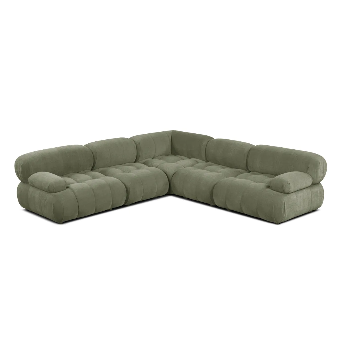 Bowie Textured Velvet Sofa (Olive, 3 x 2)