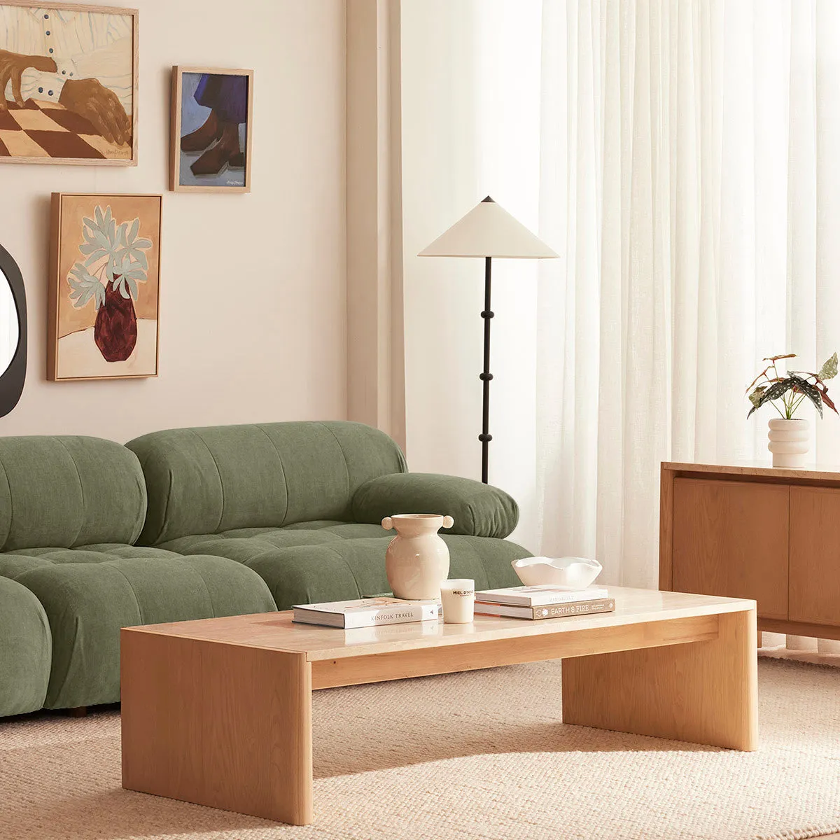 Bowie Textured Velvet Sofa (Olive, 3 x 2)